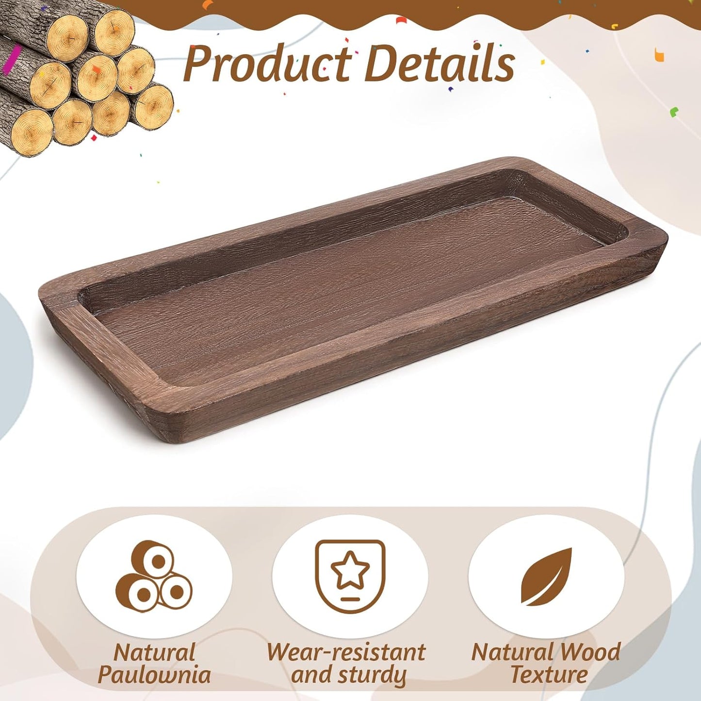 Wood Long Narrow Tray Home Decor
