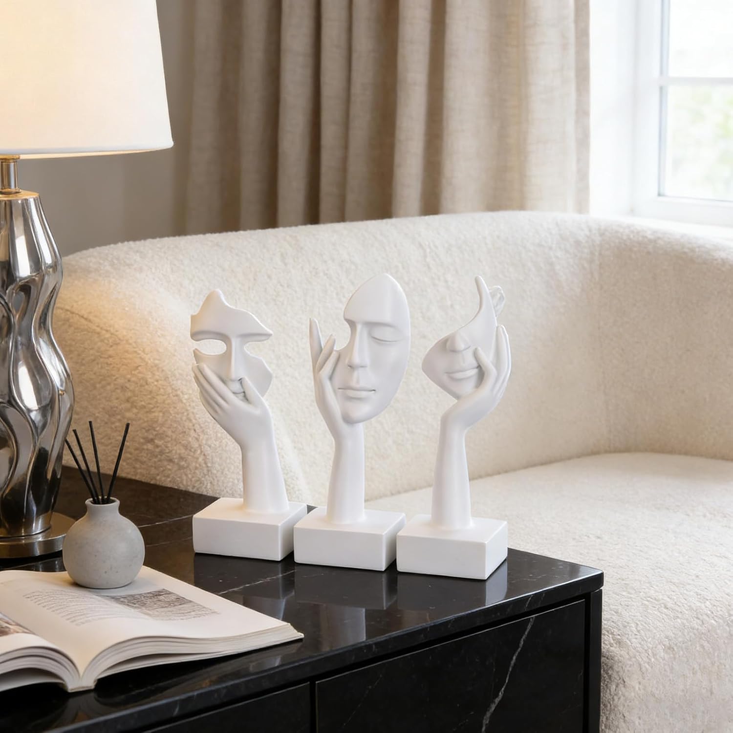 Thinker Large Statue Set / White / Set of 9