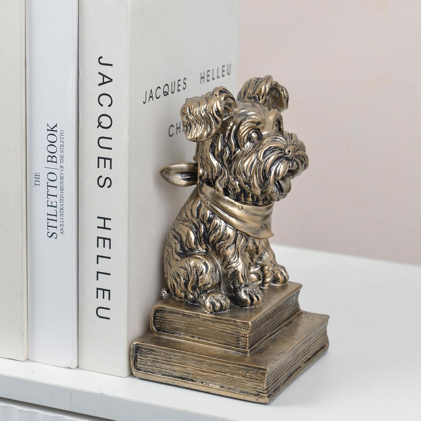 Vintage Antique Dog Bookends / Gold