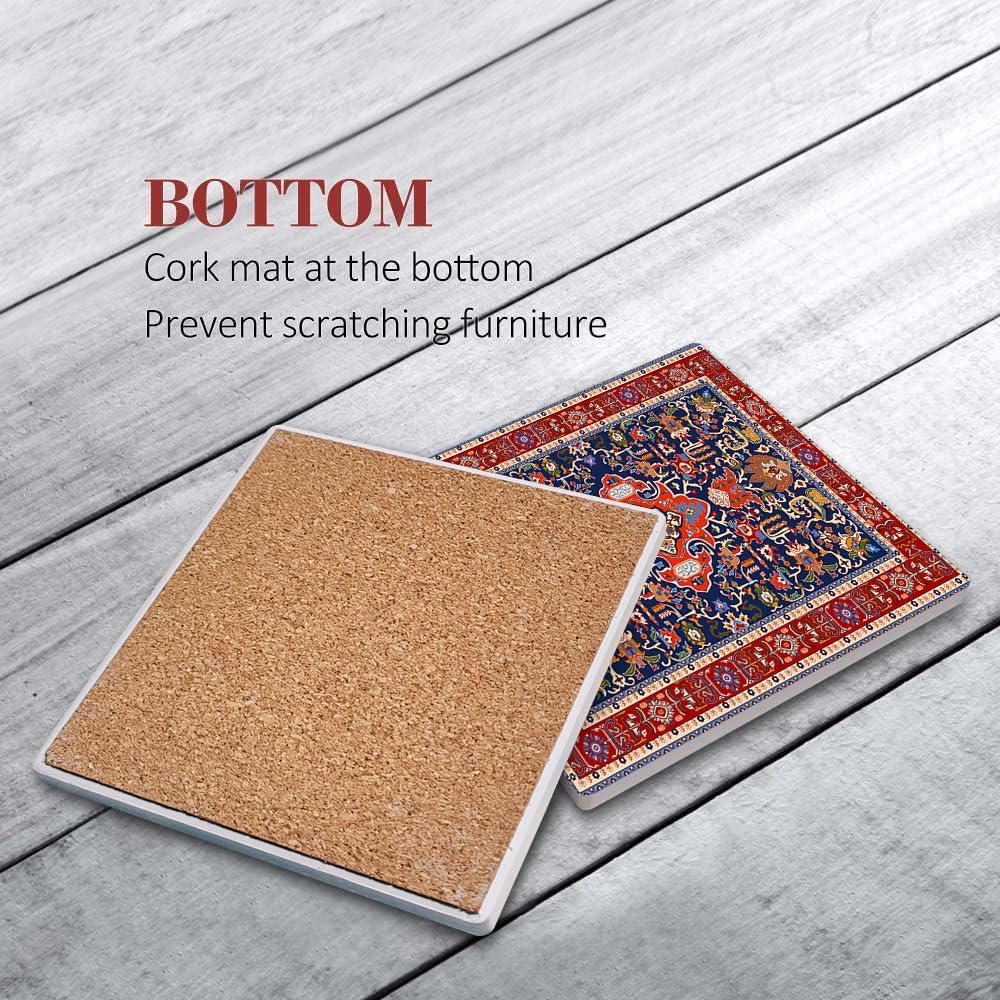 Cork Base and Metal / Red / Set of 6