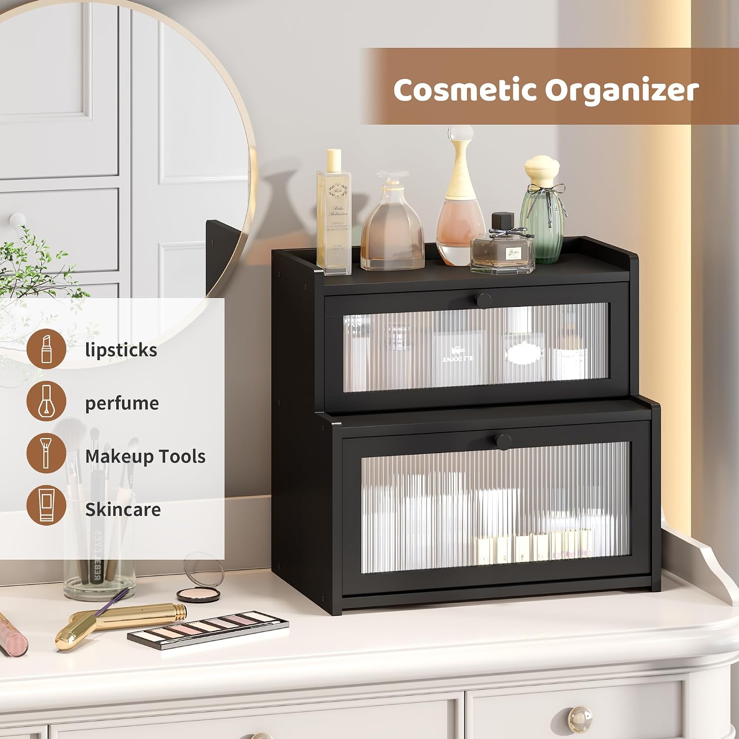 Bread Box for Kitchen Countertop Double Layer Large Corner Bread Box Capacity Bread Storage Bin Farmhouse Breadbox