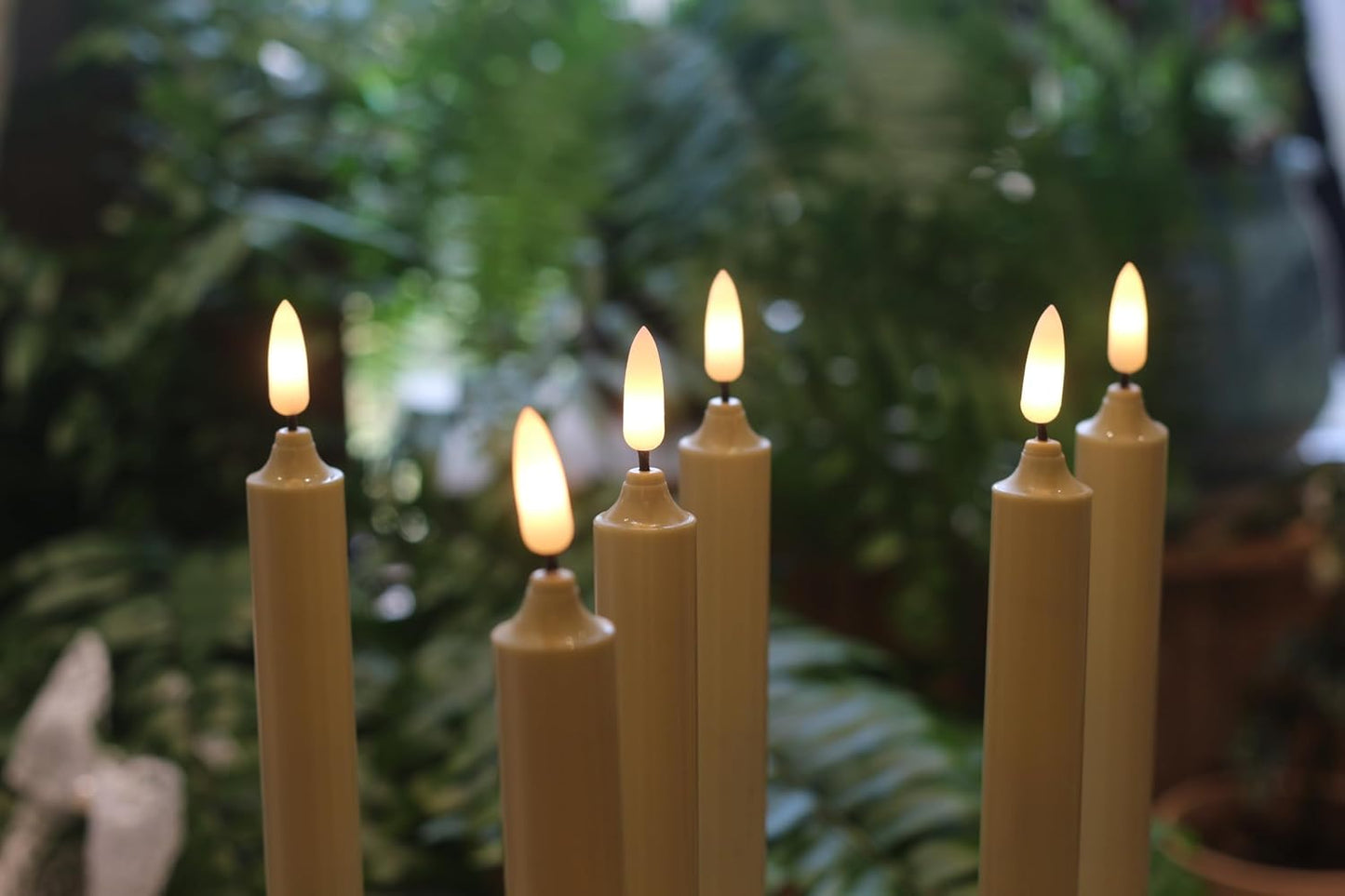 6 Pack LED Windows Candles with 12 AA Batteries(Include,Run More Than 400 Hours) + 6 Silver Removable Candlesticks + 6