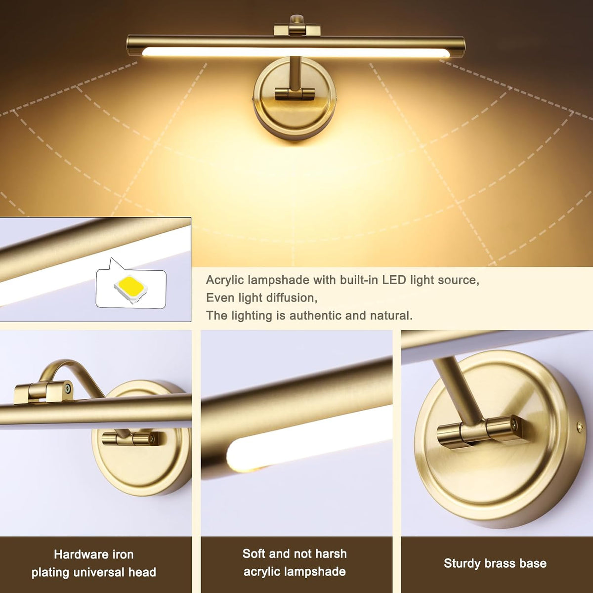 Modern Dimmable Picture Lights for Wall 15.7 Inch Hard-Wired LED Picture Frame Lights for Paintings Gallery Light with