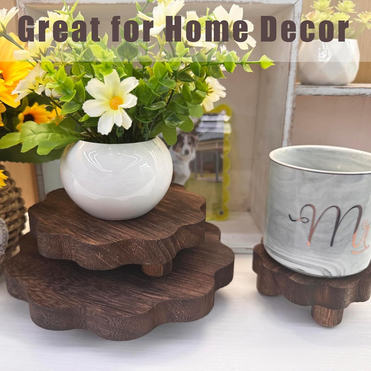 Mini Wooden Stands / Dark Brown / 7.87/5.9/4 Inch / Set of 3