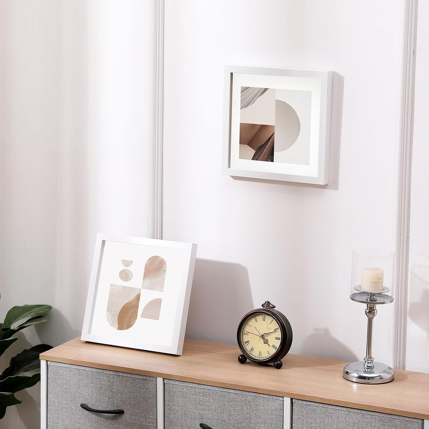 Muzilife 10x10 Shadow Box 3D Picture Frames, Wood, Real Glass, White,2 Pack | FSC-Certified MDF | With Stand | Tabletop