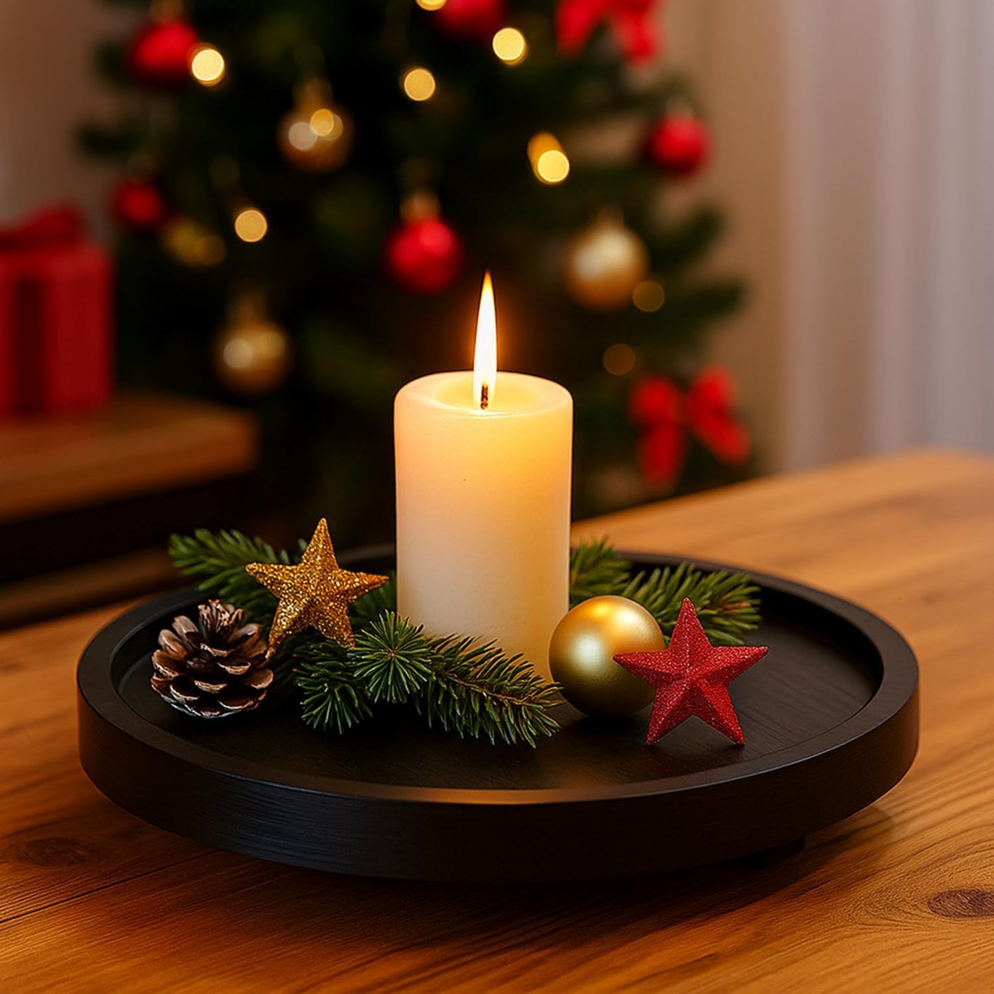 Decorative Wooden Tray / Black / Set of 10