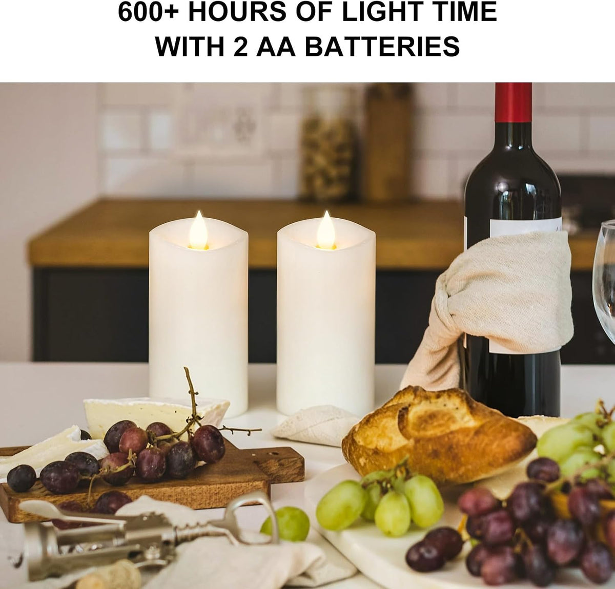 2PCS, 3 x 6 inches Flameless Candle with Remote Control, 3D Flickering Wick, Real Wax, Battery Candles,with