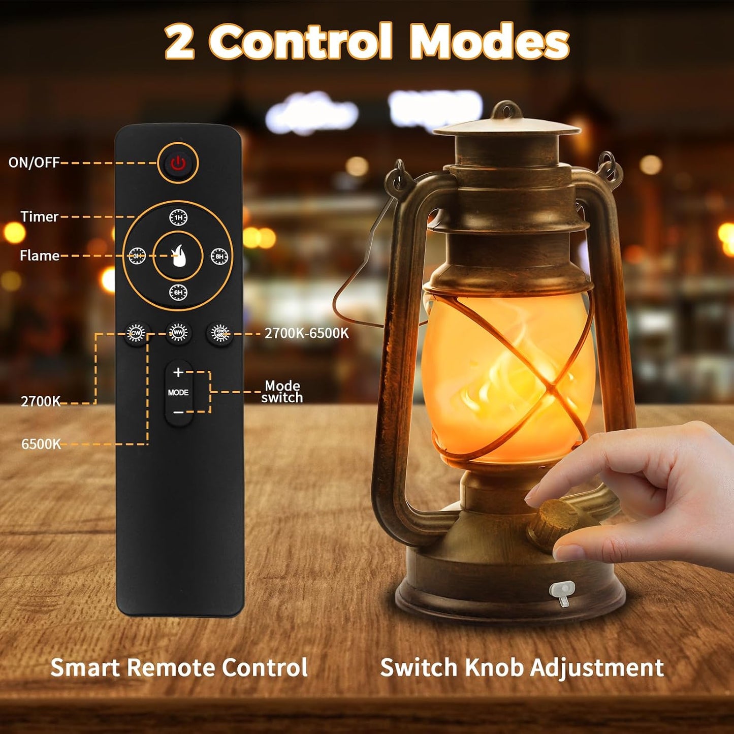 2 Pack Bronze Vintage 4 Modes Rechargeable Lanterns with Remote Control | Waterproof Hanging LED Lights with Flickering