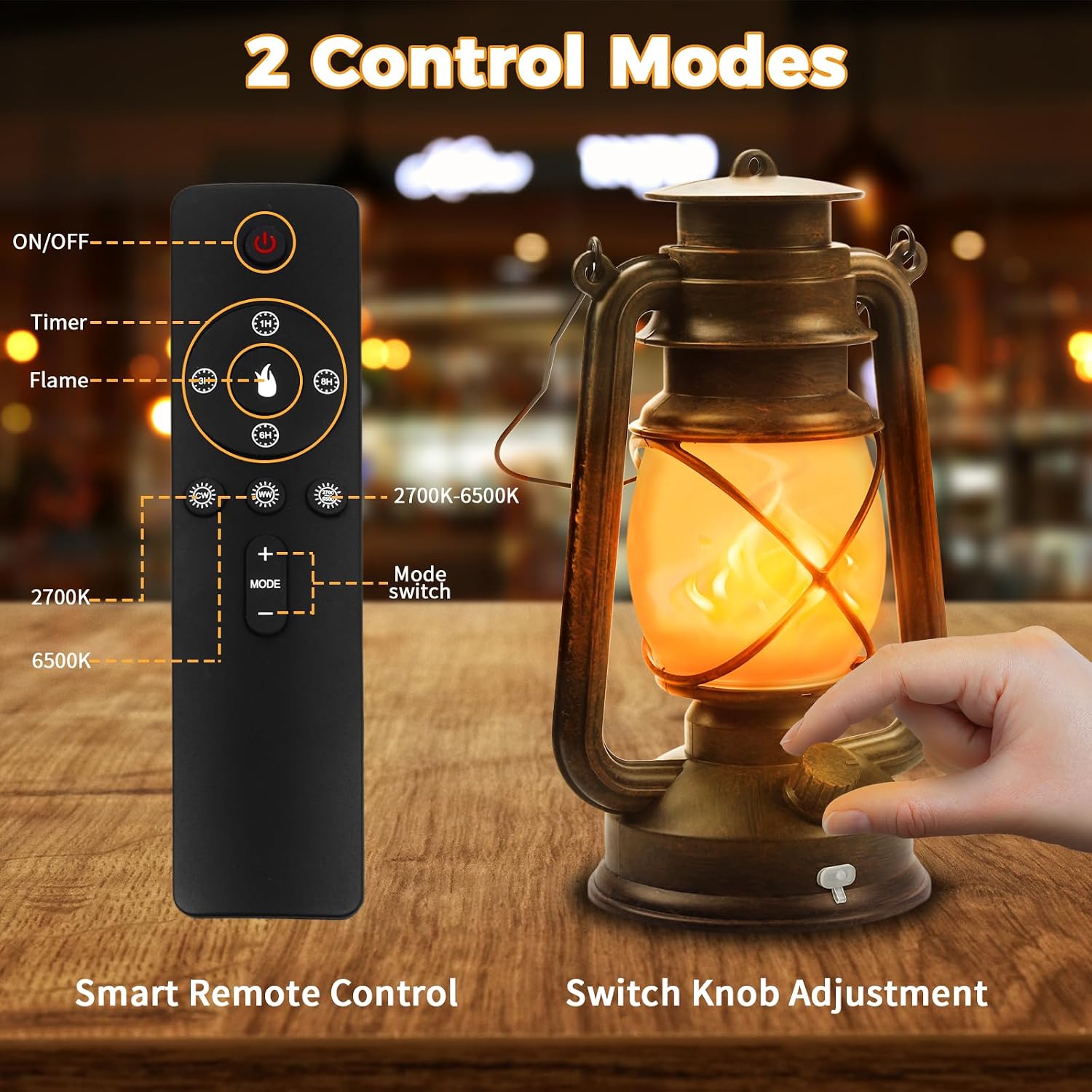 2 Pack Bronze Vintage 4 Modes Rechargeable Lanterns with Remote Control | Waterproof Hanging LED Lights with Flickering