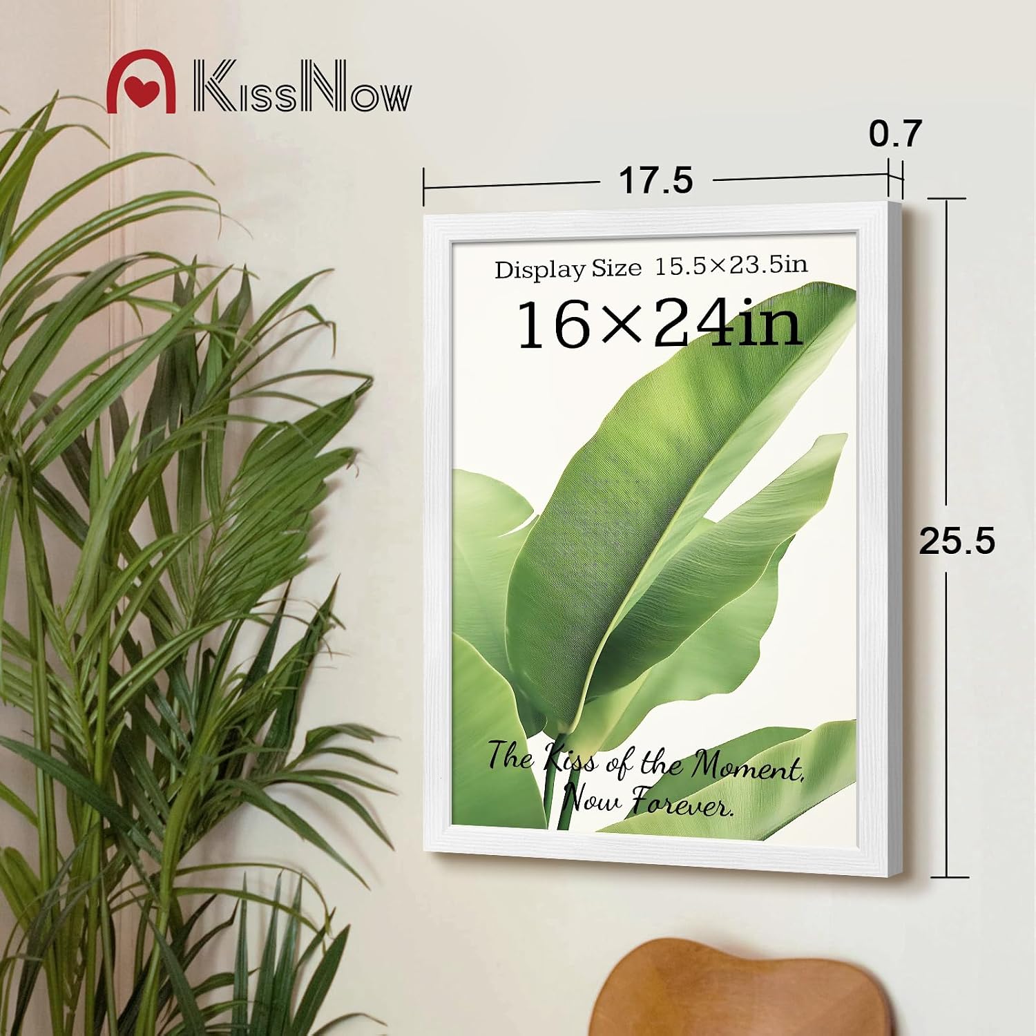16x24 Picture Frame, White Solid Wood, 2 Pack, Wall Hanging for Art | Thick & Wide Border, HD Plexiglass, Horizontal or