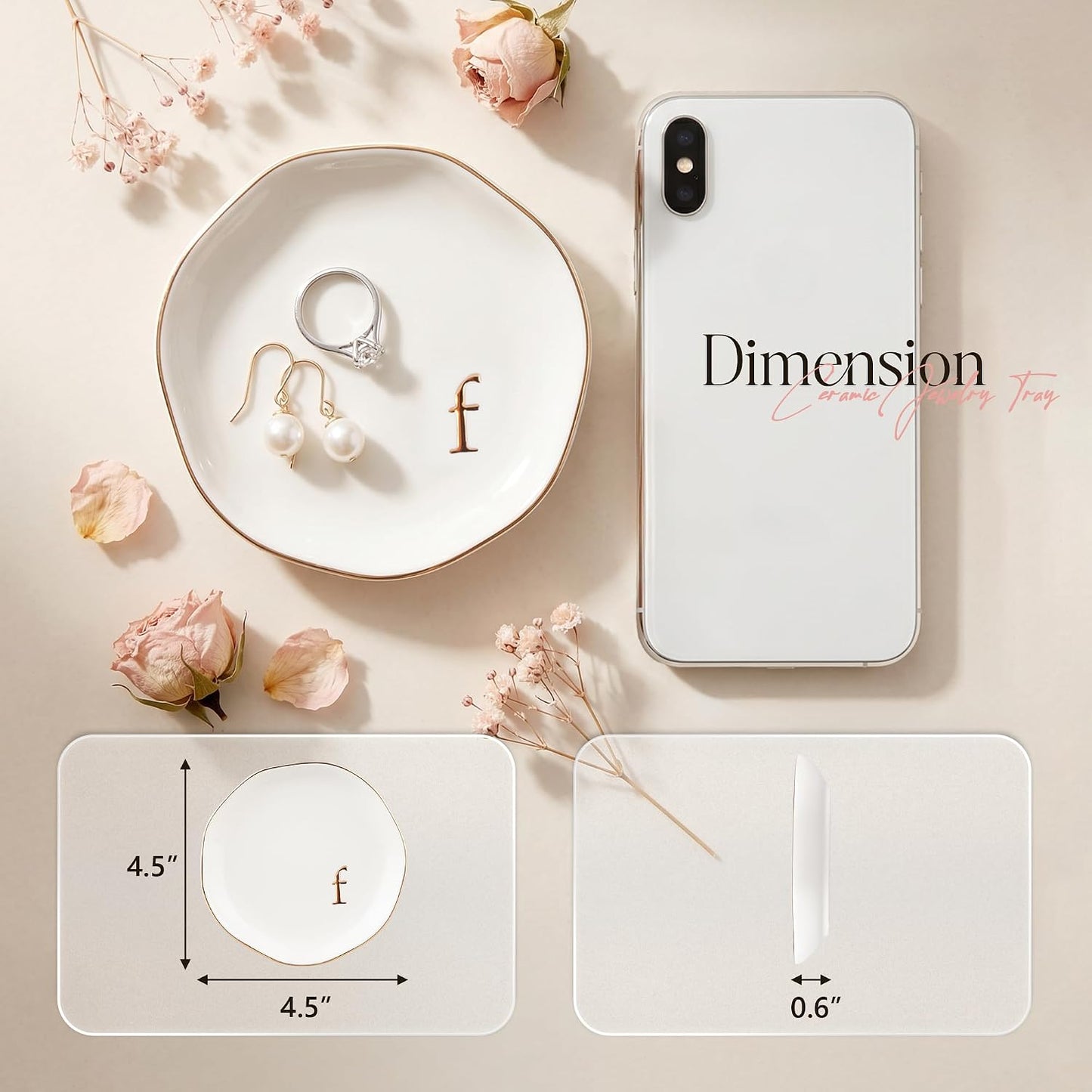 Ceramic Jewelry Tray / F / White