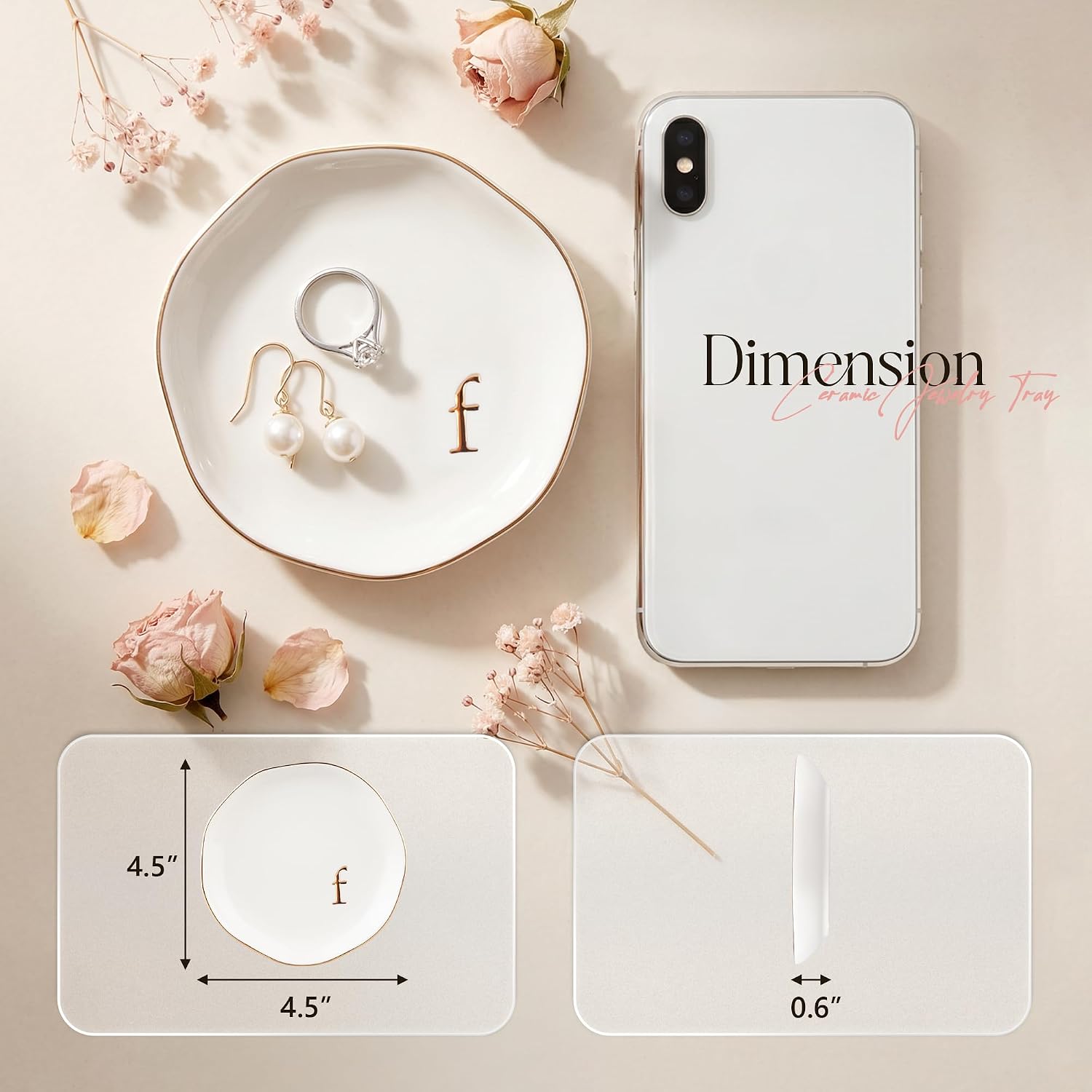 Ceramic Jewelry Tray / F / White