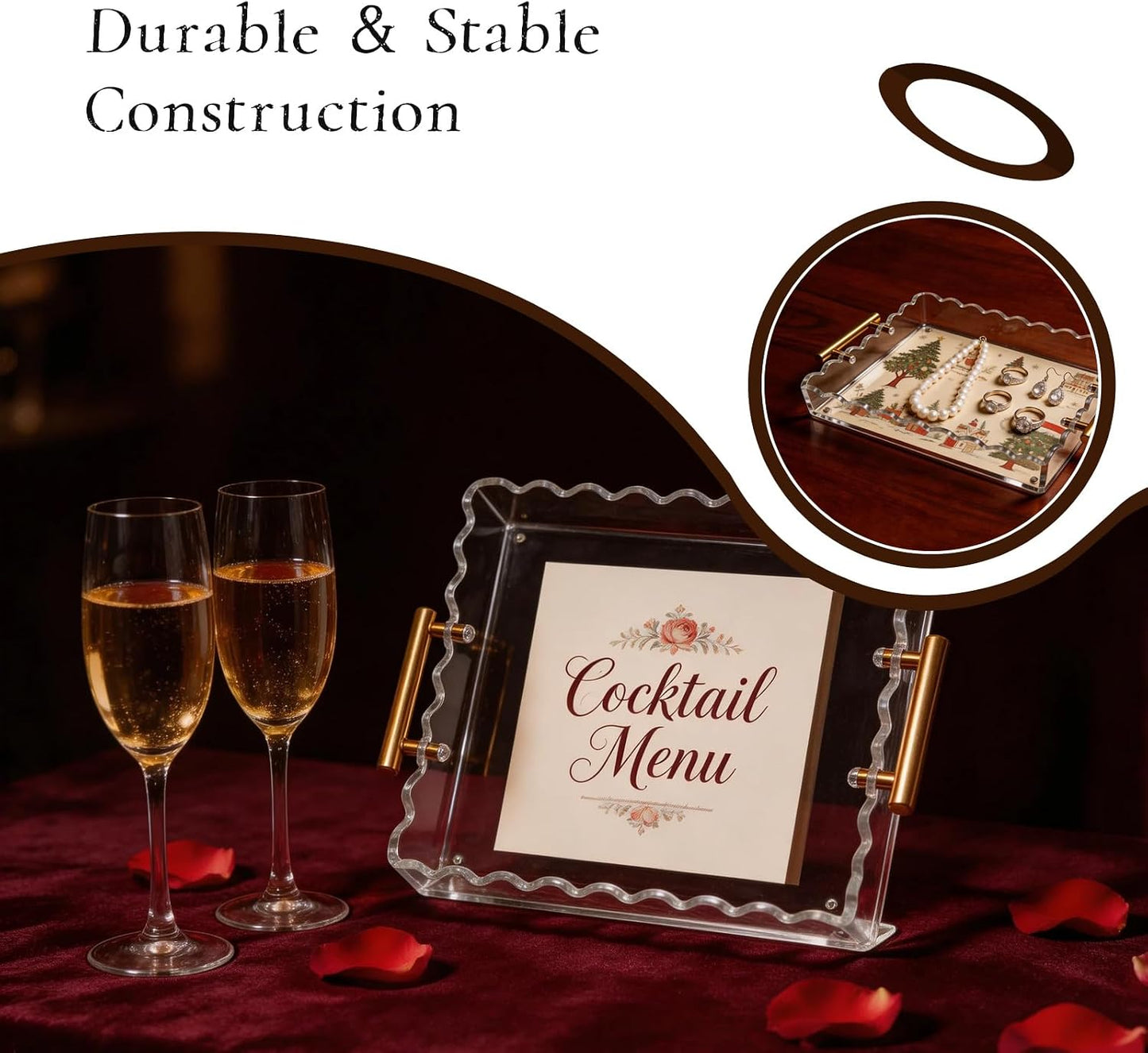 Acrylic Tray / Scalloped Tray / 12.60 x 7.87 x 1.97