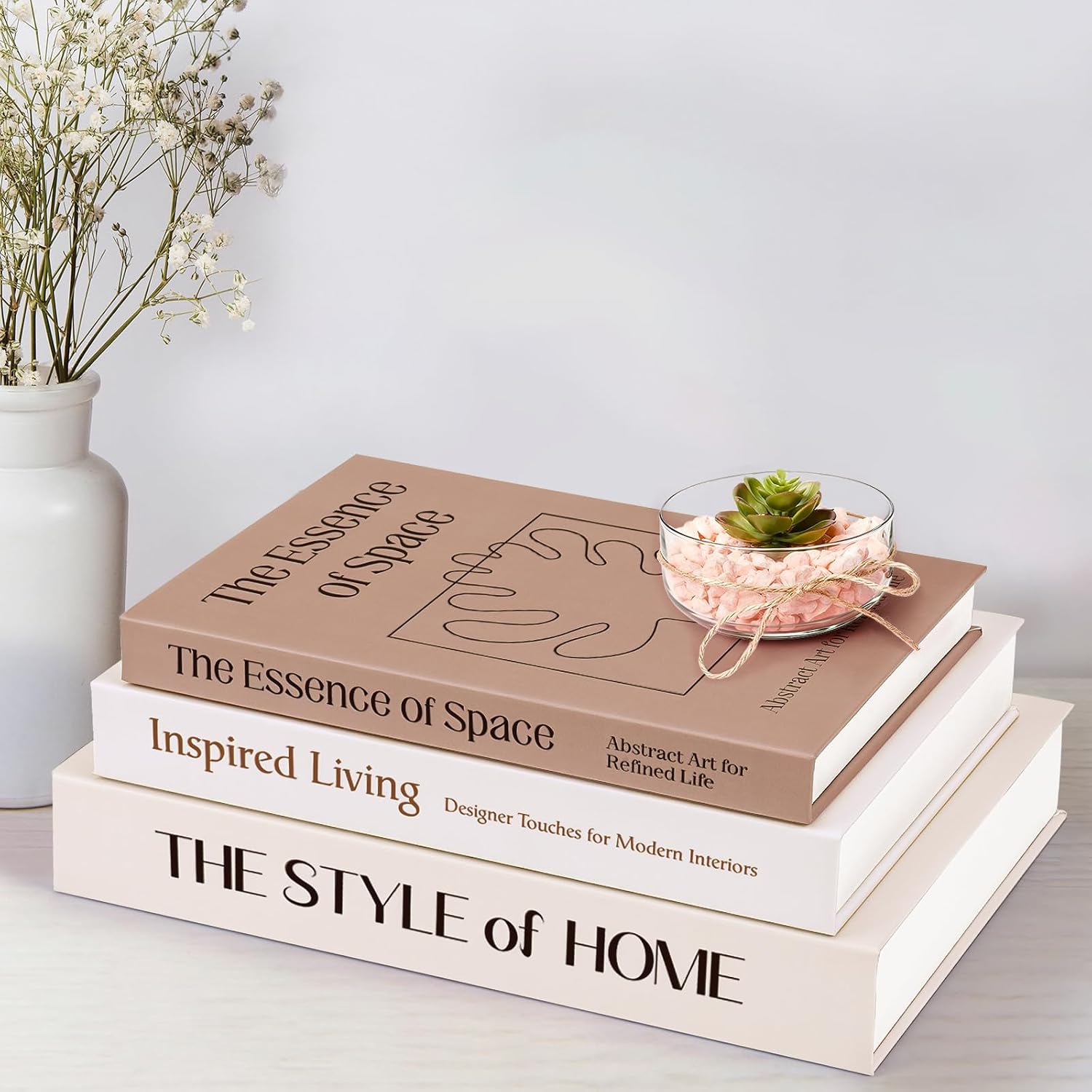 Aesthetic Decorative Books / Brown-beige-khaki / Set of 3