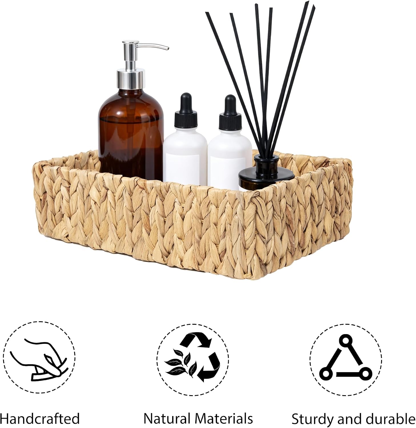 Water Hyacinth Wicker Baskets / Natural / Set of 3