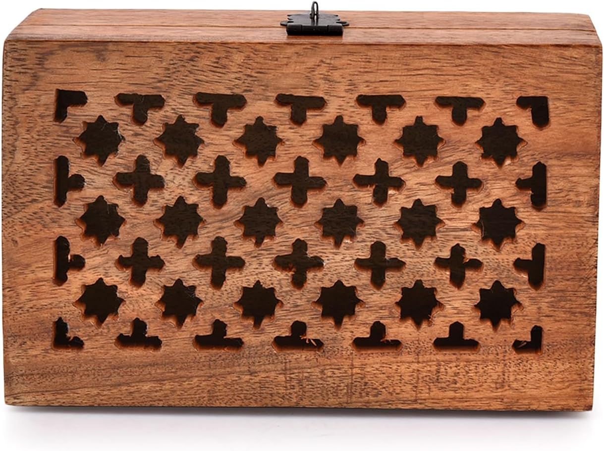 Hinged Lid Wooden Storage Box / 8 x 5 x 3