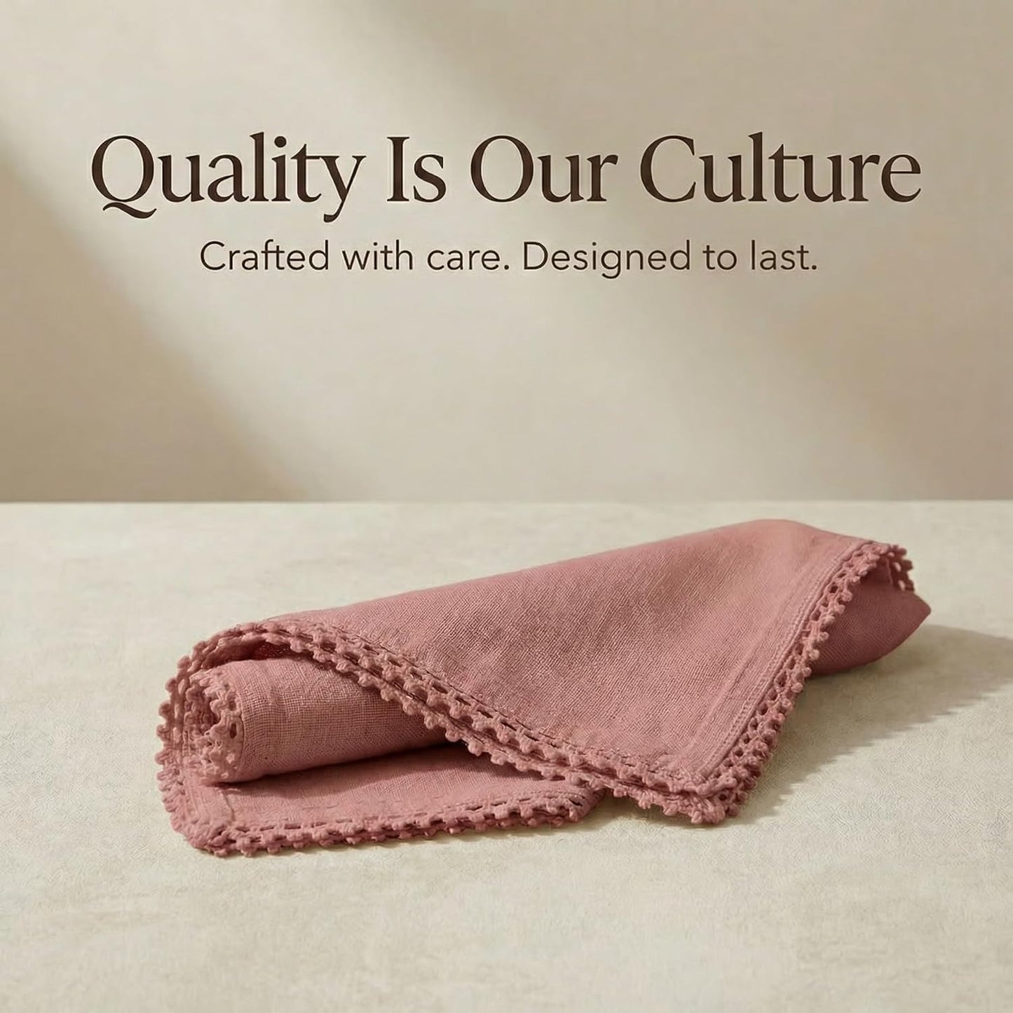 ACCENTHOME Blush Cloth Napkins Set of 12 18x18 inch Cotton Linen Dinner Napkins - Washable Soft Premium Hotel Quality