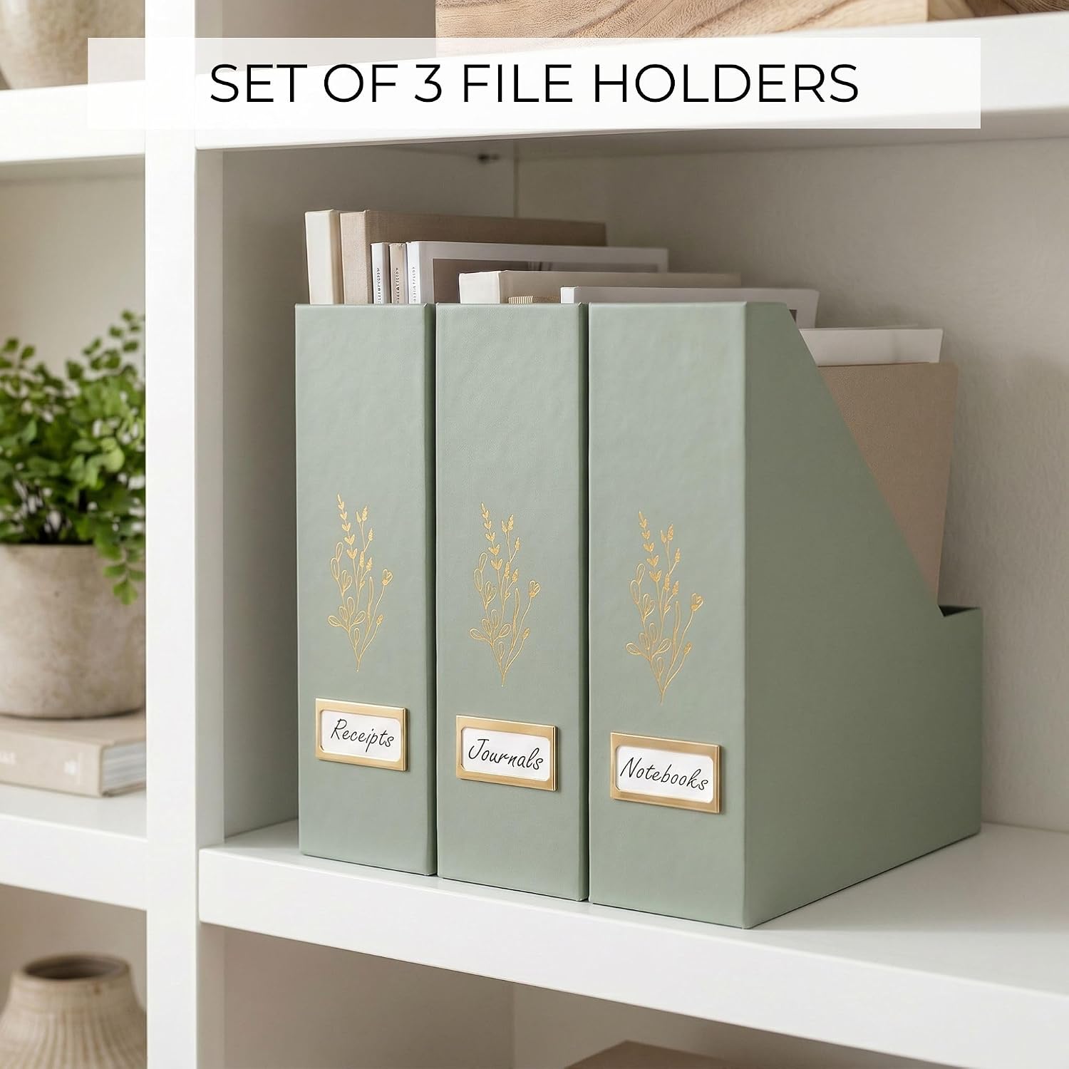 Beautiful Magazine Holder Set Of 3 - Sturdy File Holder for Desk Or Shelves | The Perfect Office Storage to