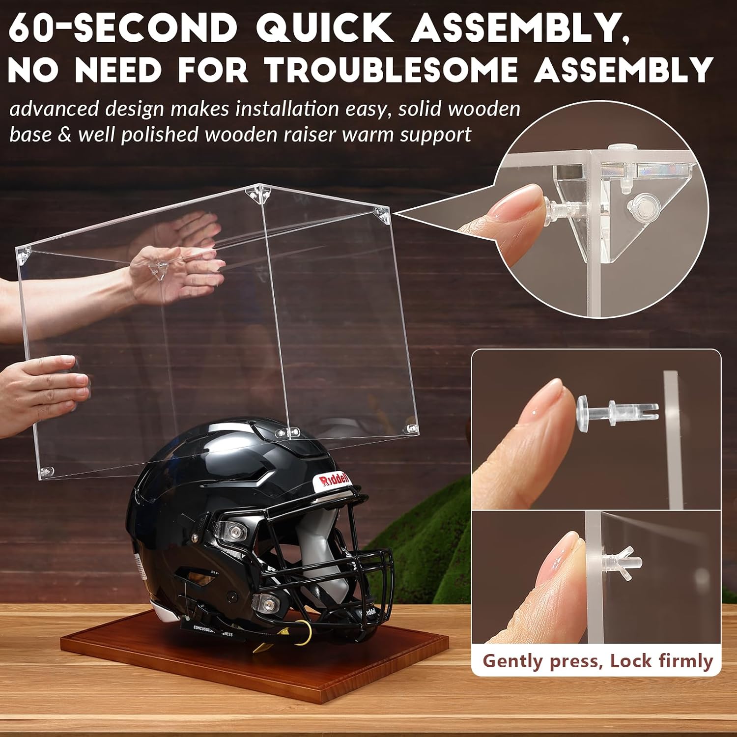Football Helmet Display Case, Full Size Acrylic Baseball Motorcycle Helmet Showcase, UV Protection Souvenirs and