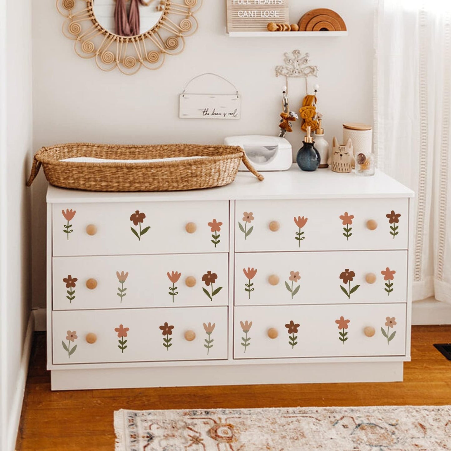 Nursery Wall Stickers Boho Kids Room Decor Girls Bedroom Removable / C / 8.28*5.83 Inches*12 Sheets