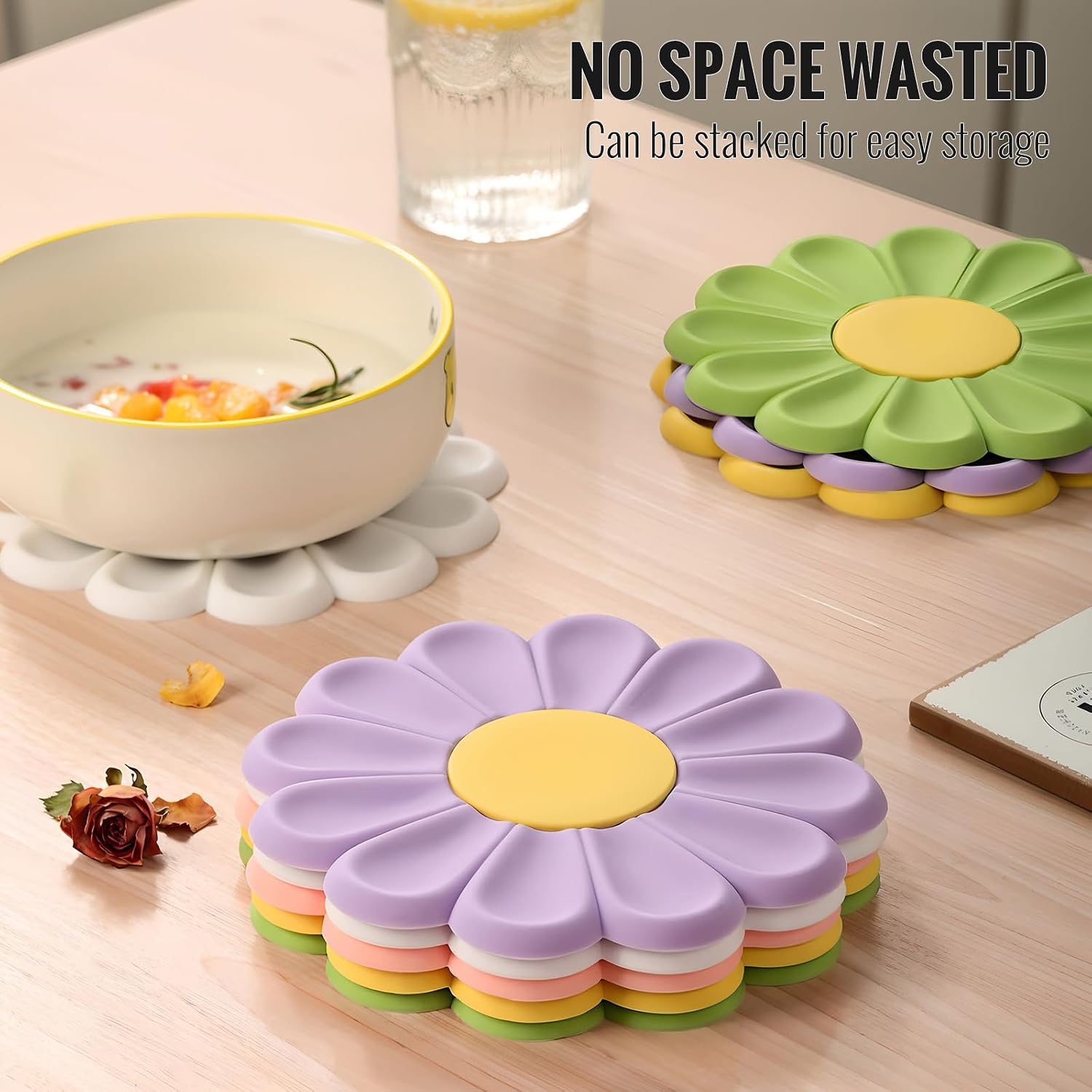 Round Flexible Silicone Pot Holders Hot / 6.7 Inch / Set of 4