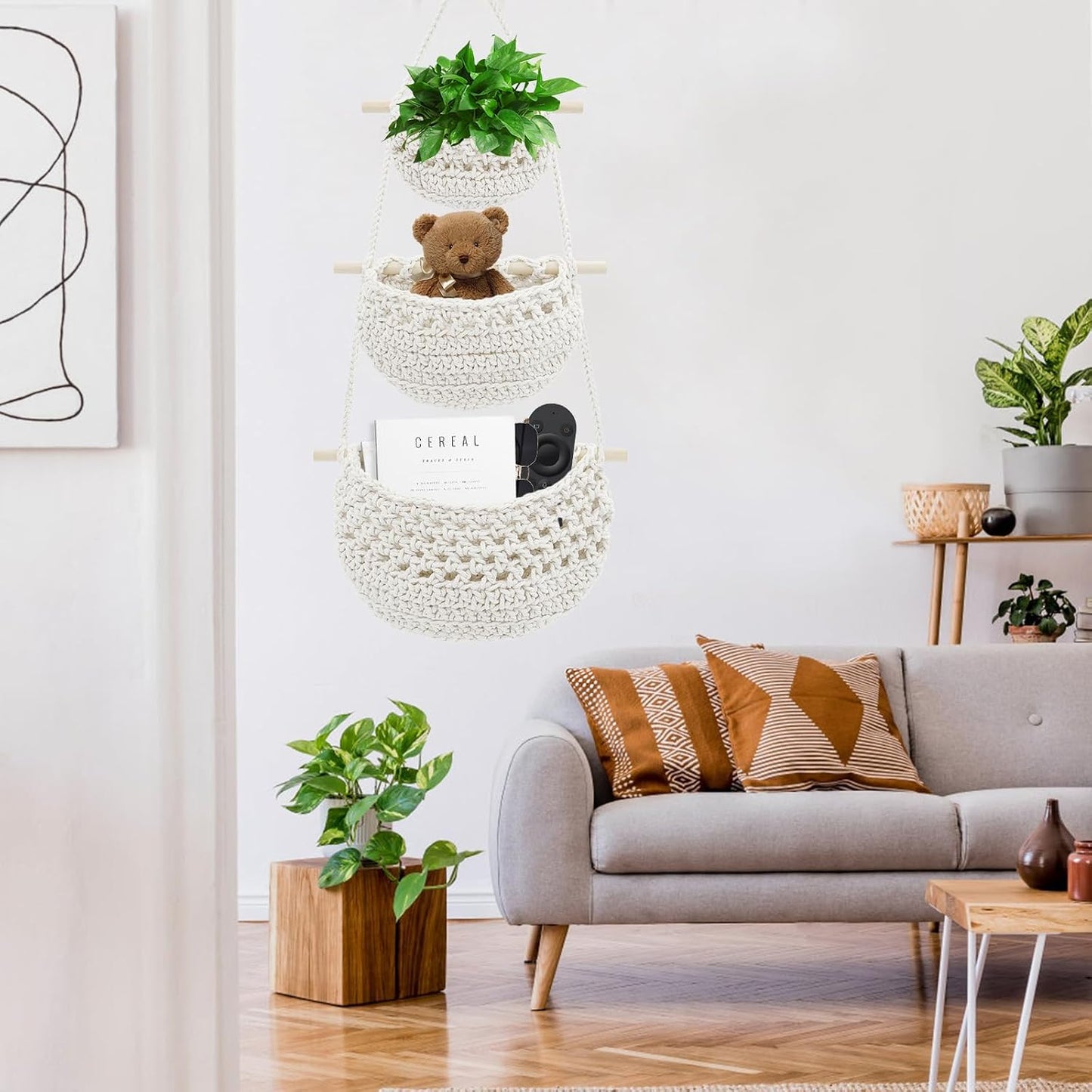 Boho Wall Baskets / White-cotton