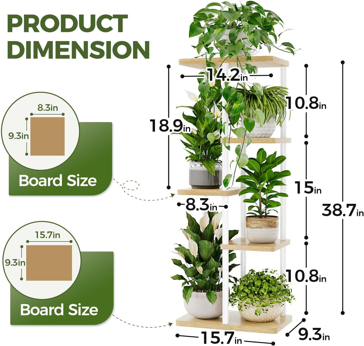 Bamworld Plant Stand 5 Tier Corner Shelf for Multiple Plants White | Tiered shelf makes efficient use of corners in