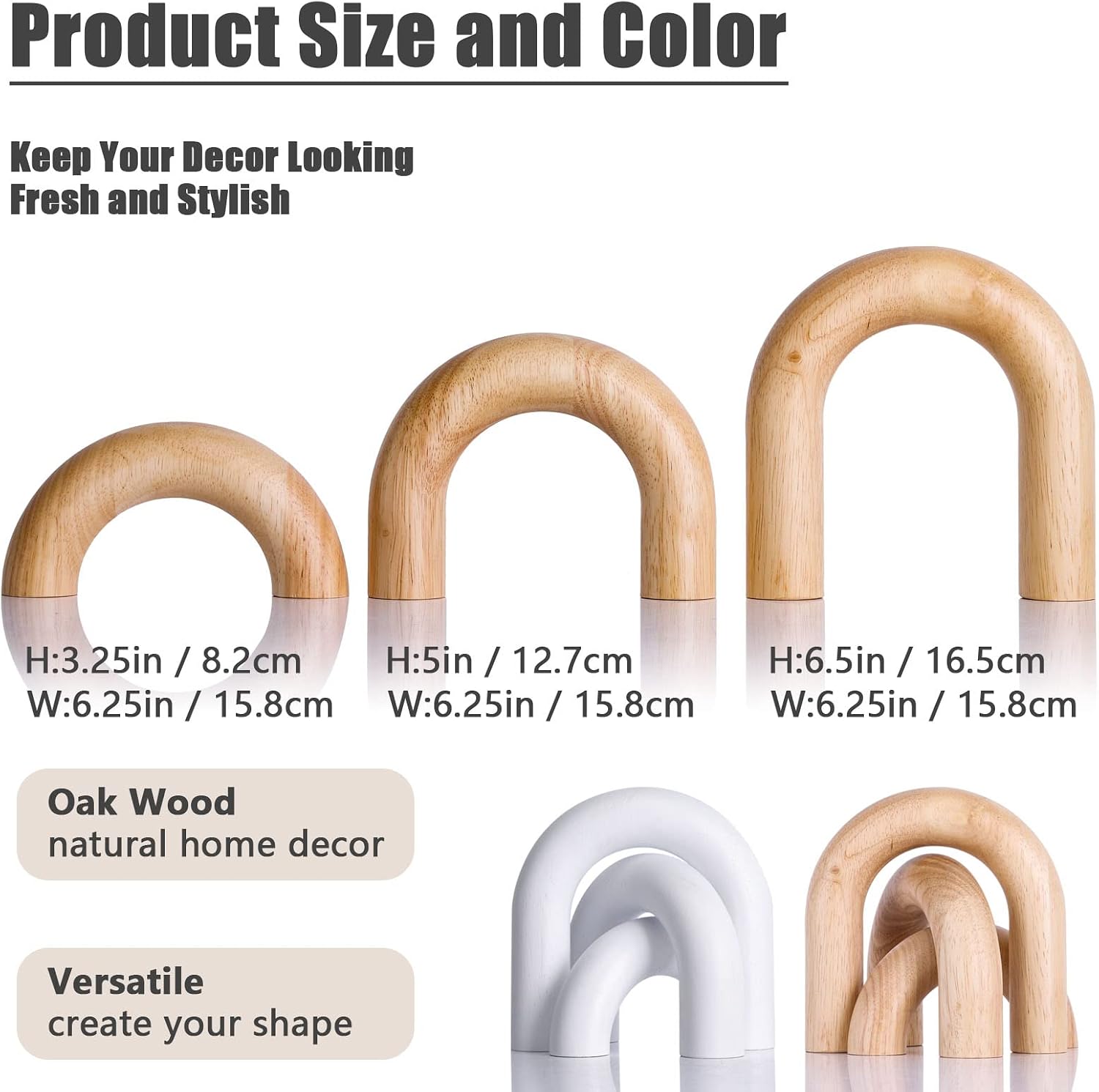 Wood Statue and Sculpture Set 3 / White