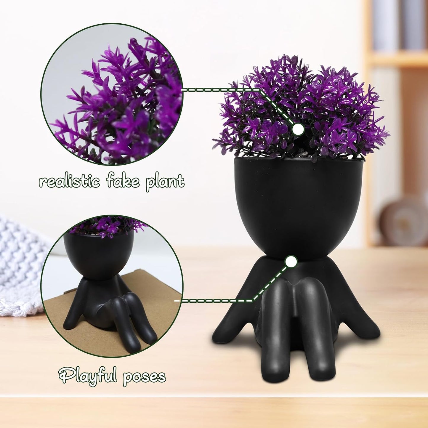 Fake Plants Mini Artificial Greenery Potted Plant / Black-g