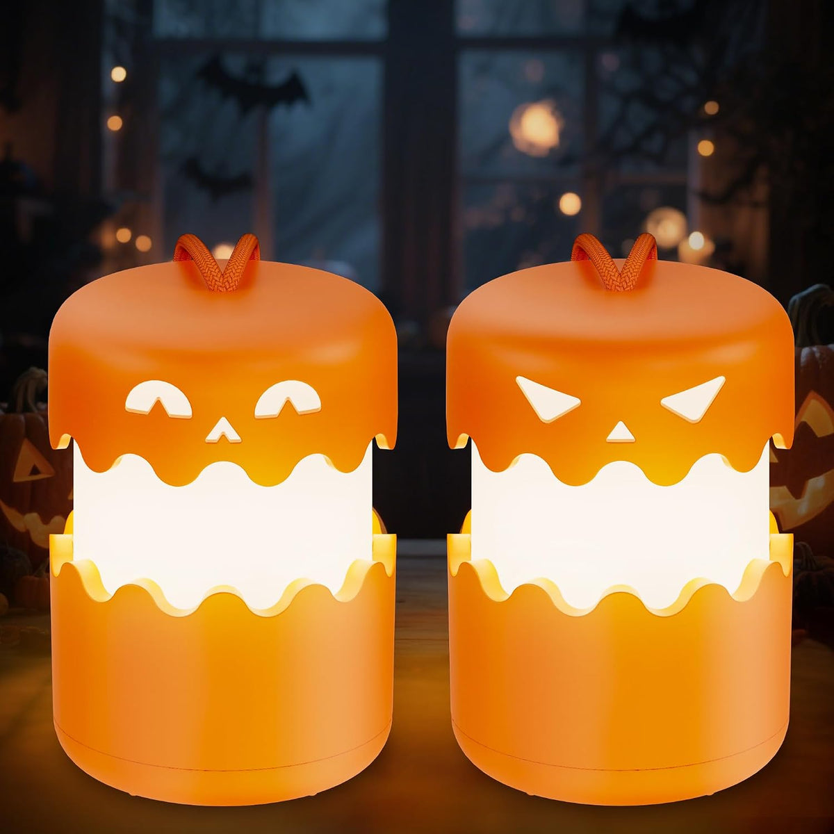 Rechargeable Halloween Pumpkin Lantern Light Collapsible Jack O Lantern