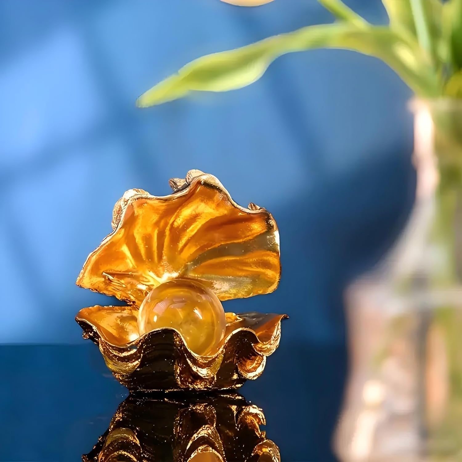 Pearl Oyster Statues Home Decor Living Room Decor Coffee Table Sculpture Bedroom Desk / Gold