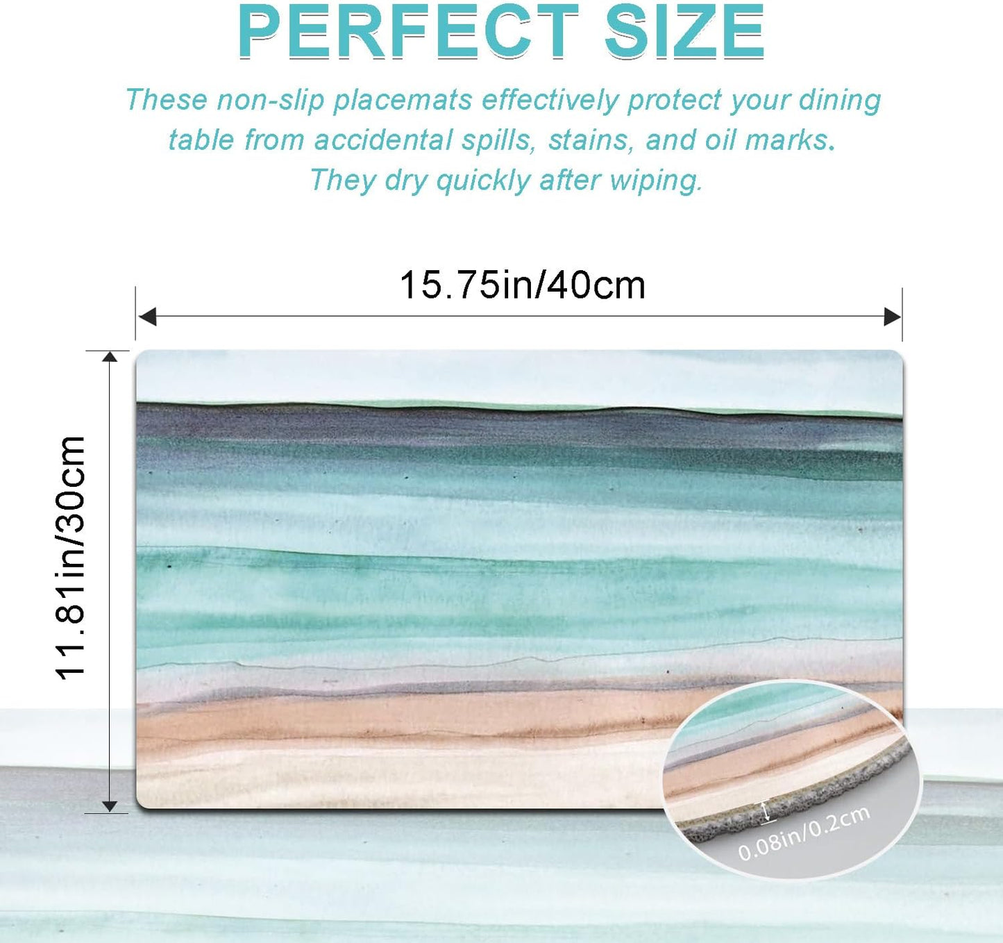 Coastal Placemats Set of 4 - Coastlin Faux Leather Anti Heat Placemats for Dinner Table, Non-Slip Waterproof Oil-Proof