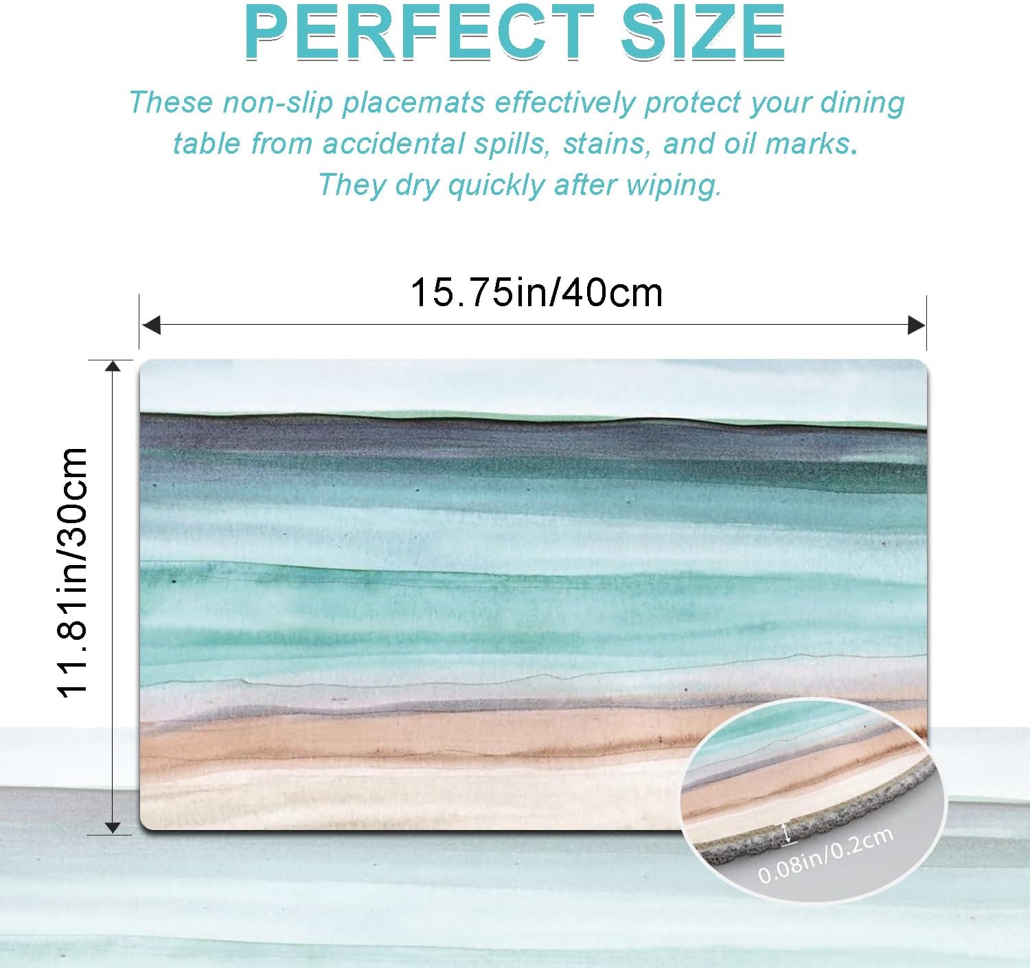 Coastal Placemats Set of 4 - Coastlin Faux Leather Anti Heat Placemats for Dinner Table, Non-Slip Waterproof Oil-Proof