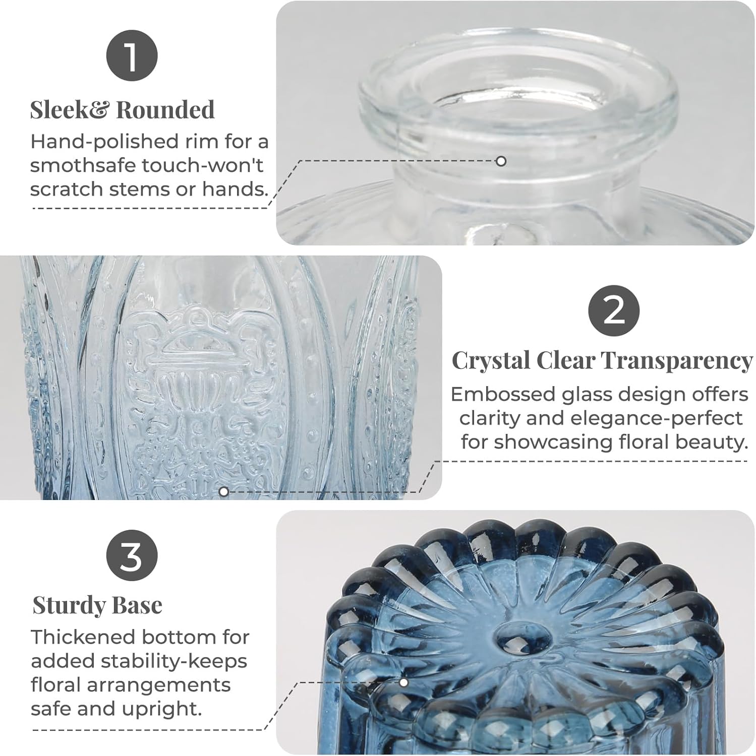 Glass Vase / Flower Vases / Blue / Set of 24