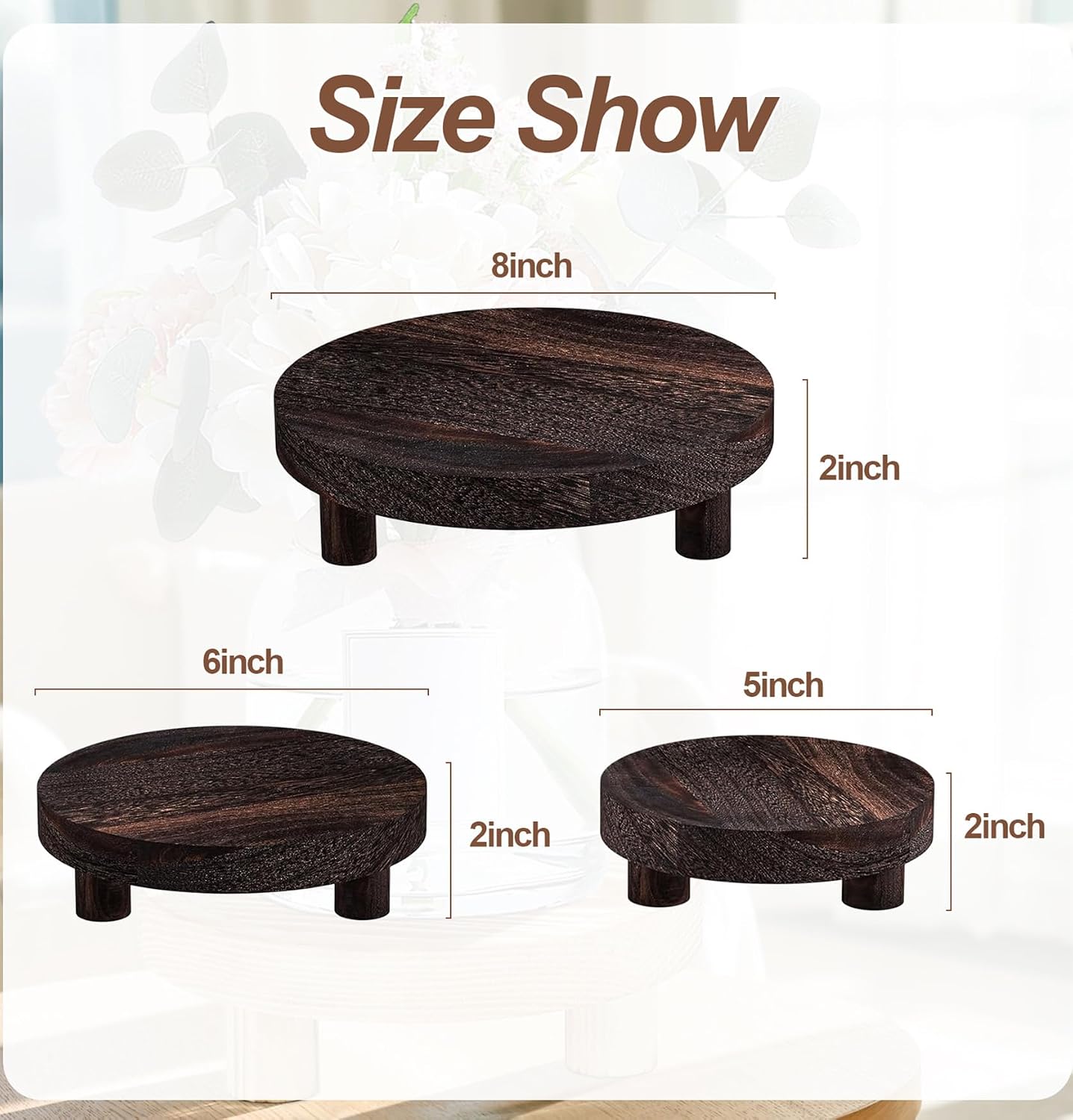 Wood Plant Display Tray / Dark Brown / Set of 3