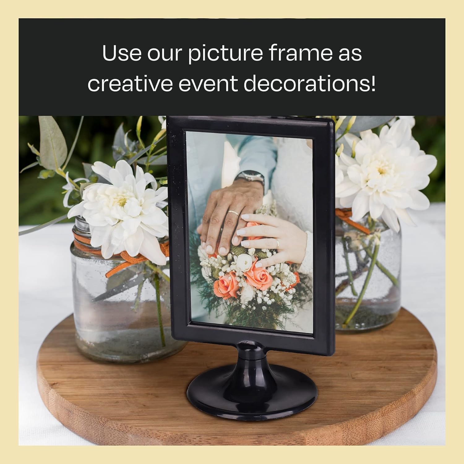 Pedestal Photo Frame / Black / Square / 4 x 6