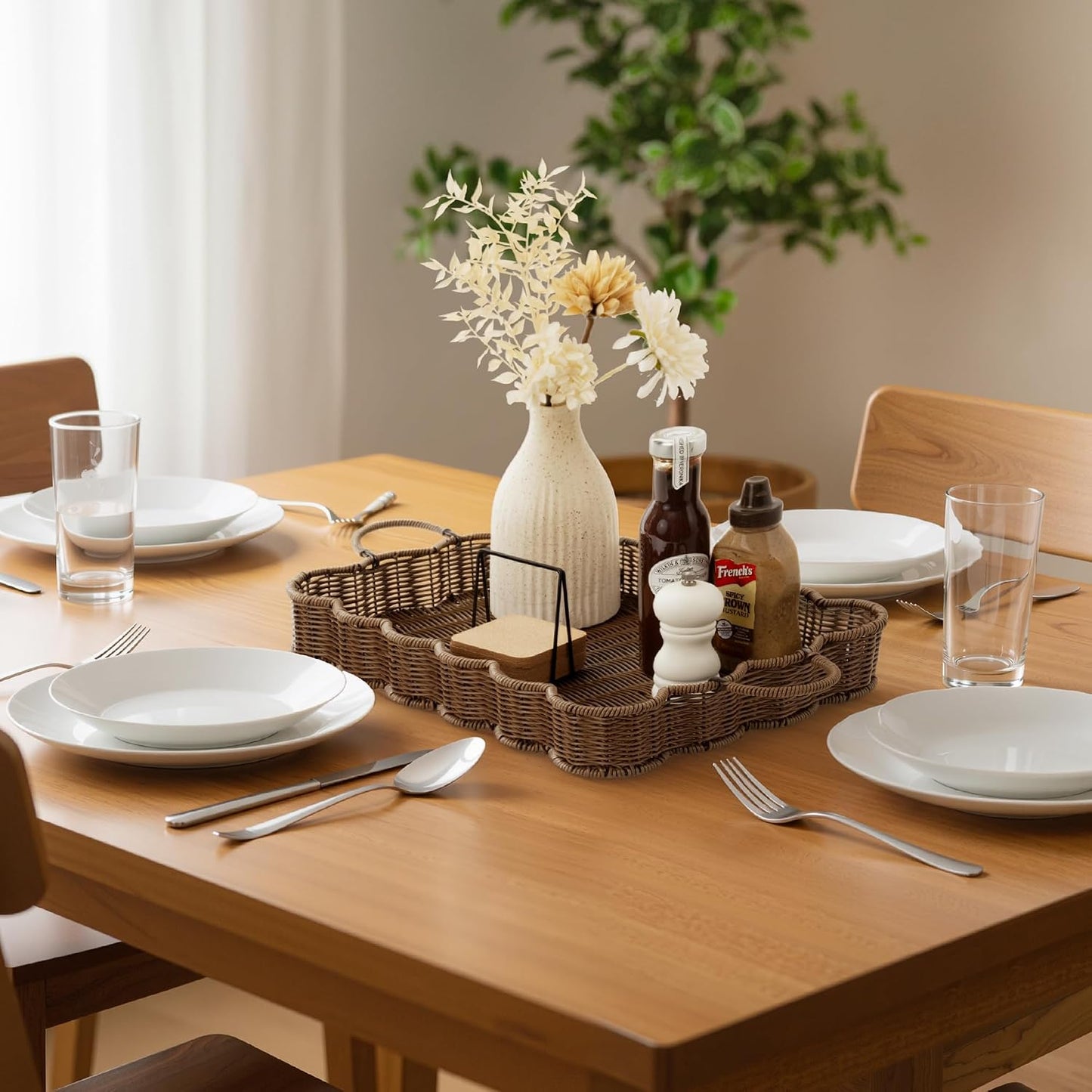 Woven Rattan Tray / Brown