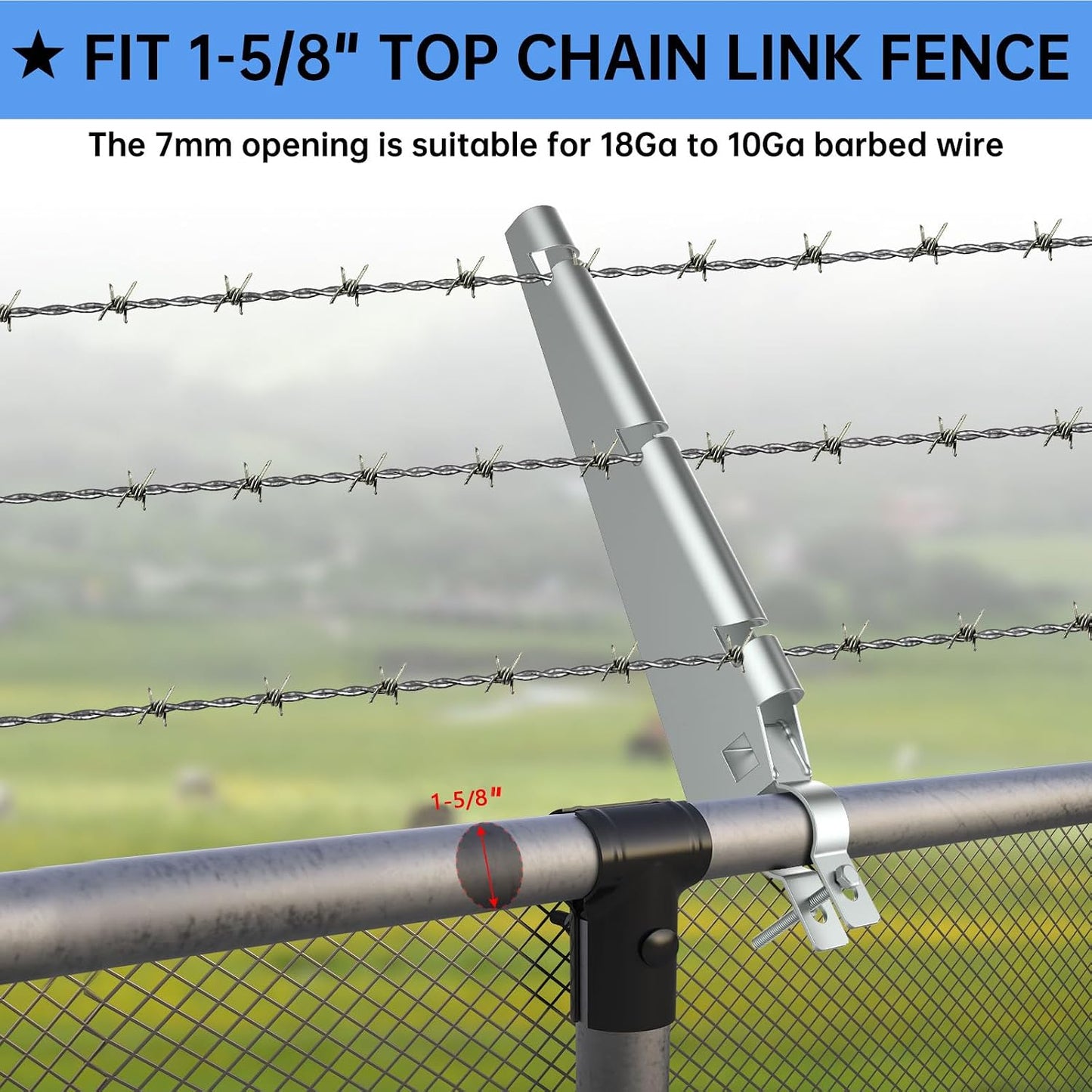 Barbed Wire Arm for " Chain Link Fence / 1-5/8 / Set of 15