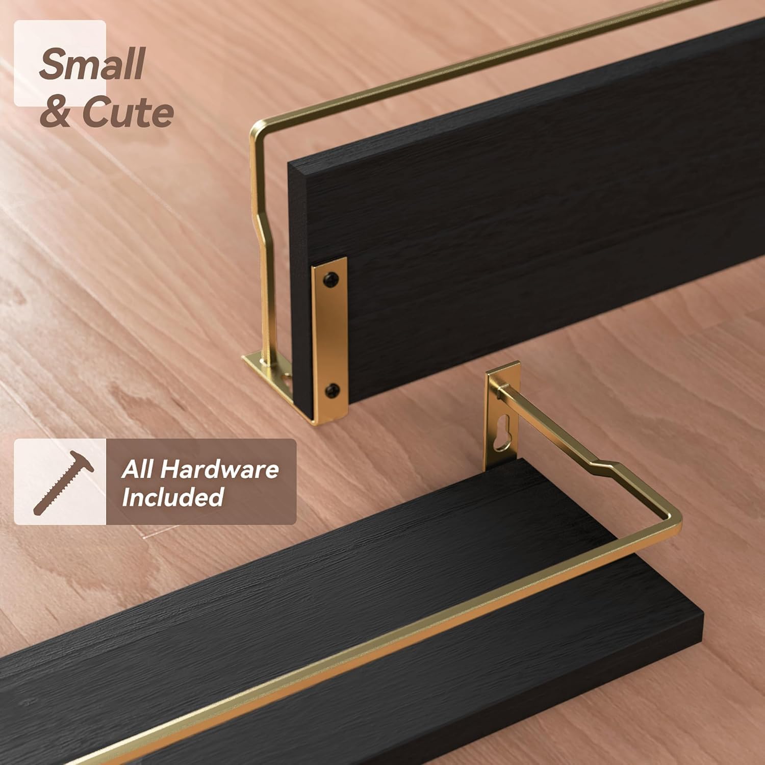 RICHER HOUSE Floating Shelves Bathroom, Small Wall Shelf Over Toilet 2 Set | Wall Mounted Shelves Decor for Bathroom