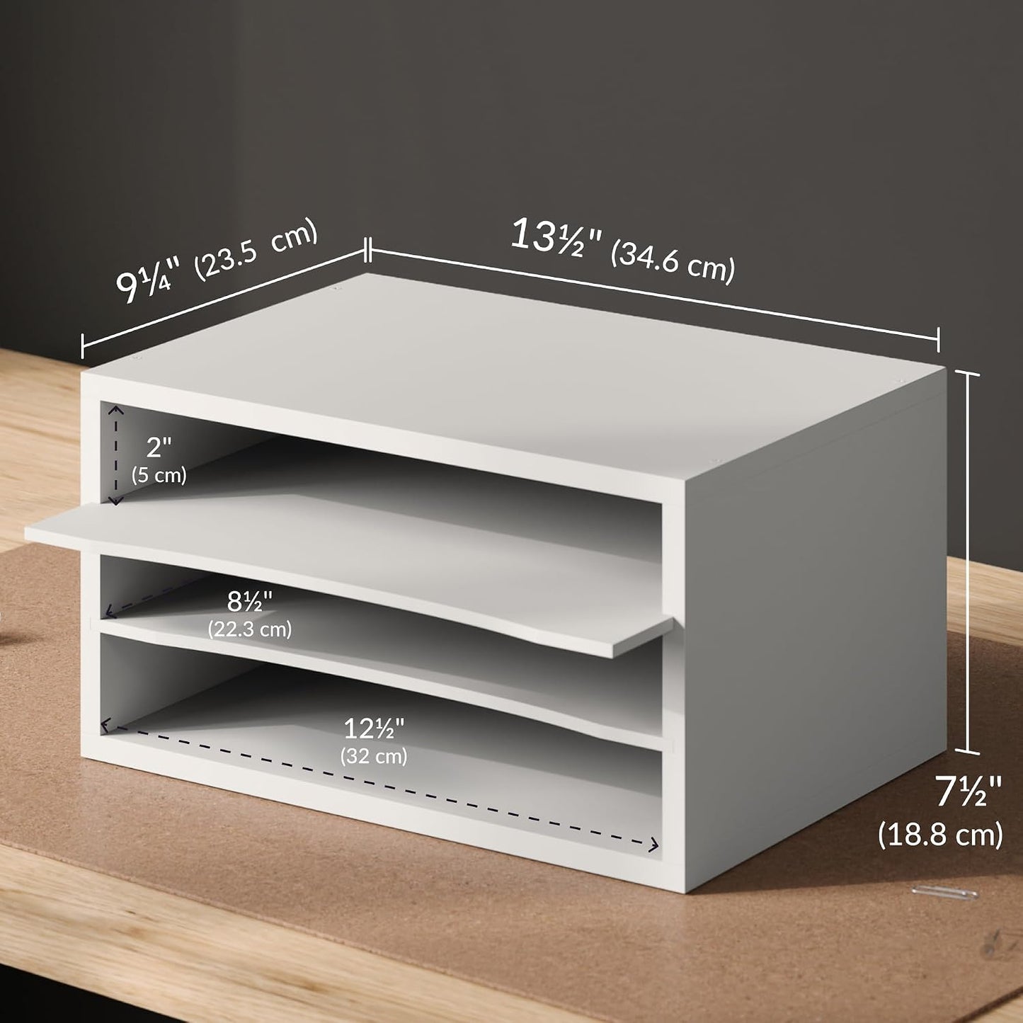 Ballucci Paper Organizer, 3-Tier Stackable Wood Desk Organizer, Document File Organizer and Mail Sorter with Adjustable