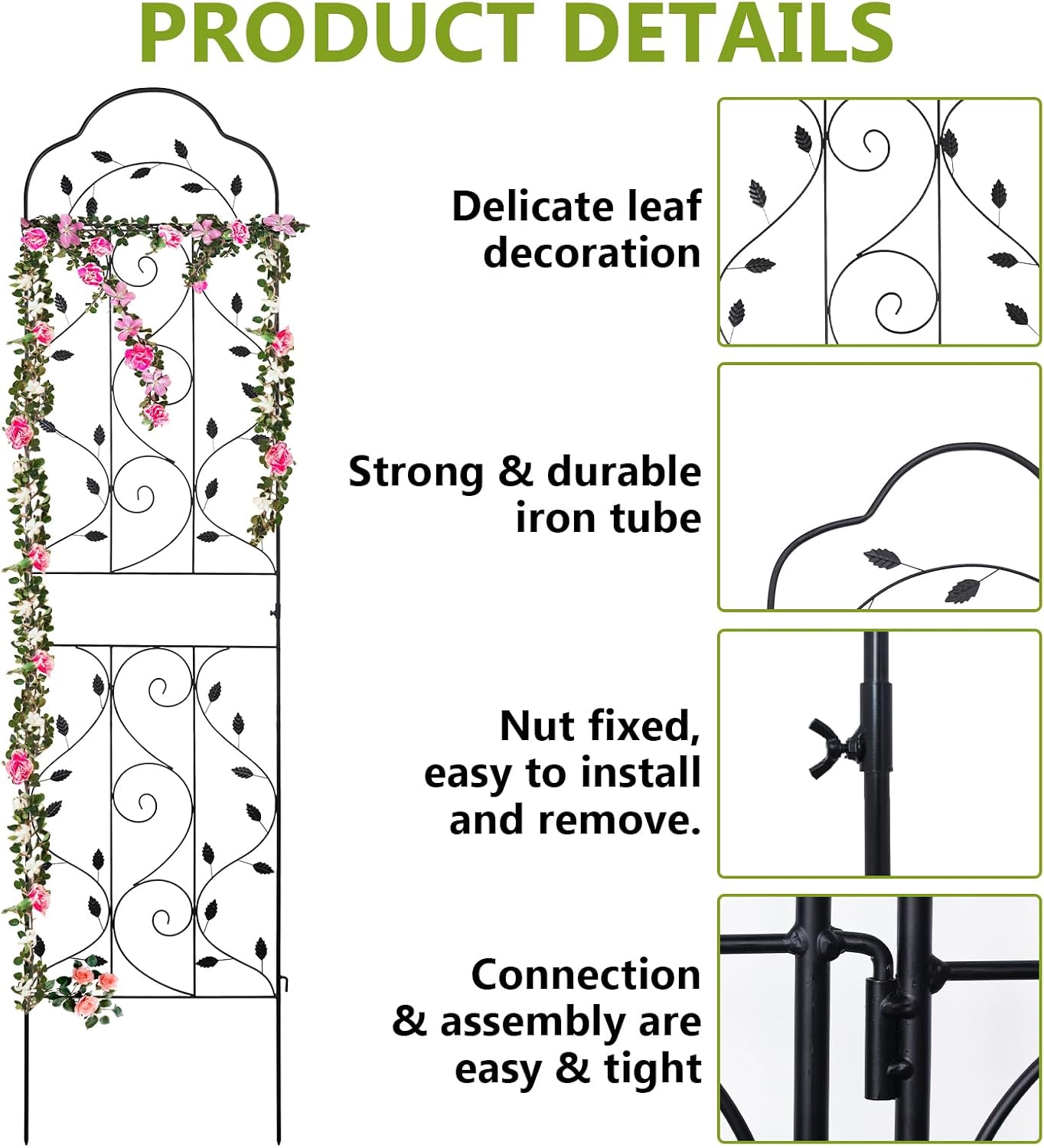 hogardeck Metal 84 * 19 Garden Trellis 2-Packs for Climbing Plants Flowers Vegetables Planting Arched Outdoor