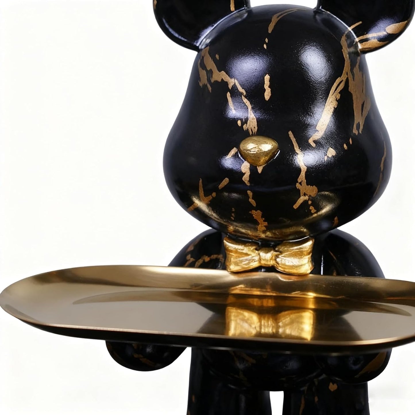Bear Statue Resin Tray Sculpture / Black Gold