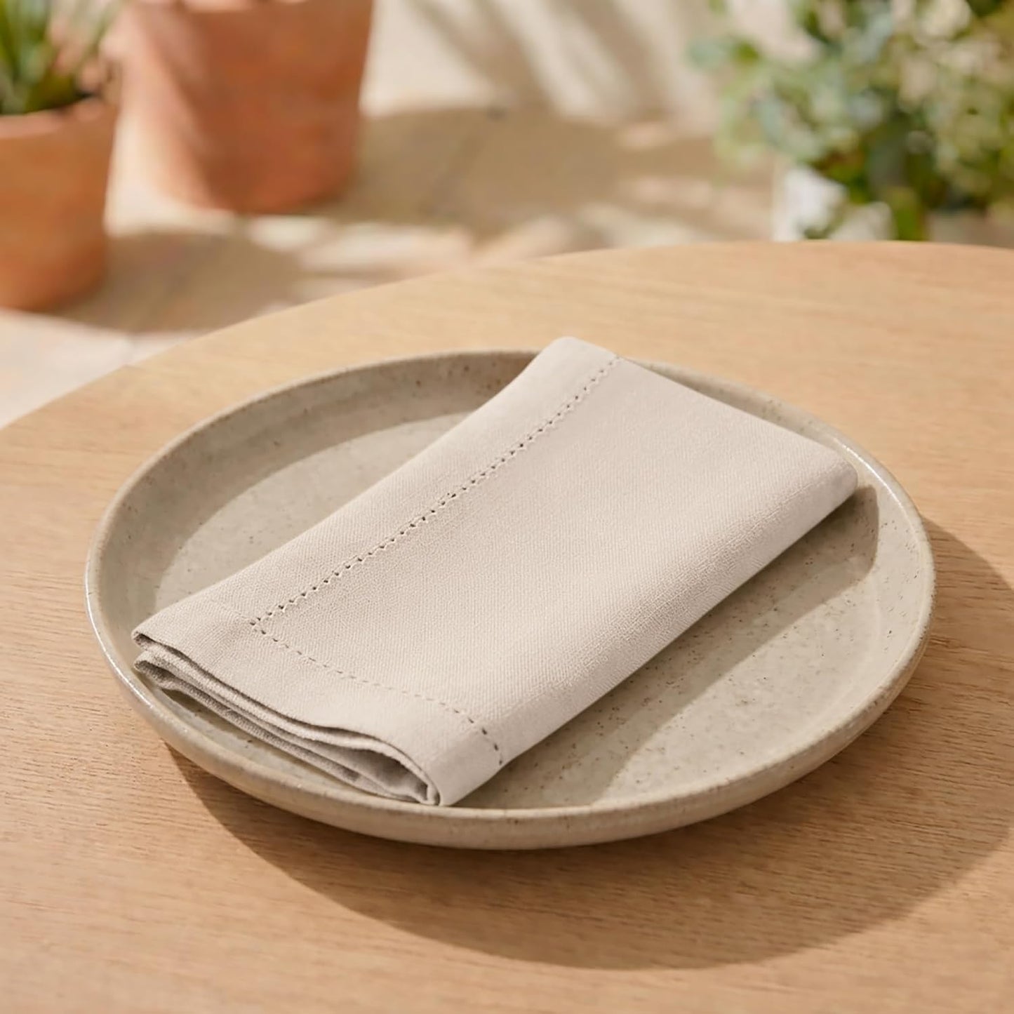 Set of 12 Hemstitch Cloth Dinner Napkins 100% Cotton - Soft Durable Washable - Ideal for Wedding Spring Easter Summer