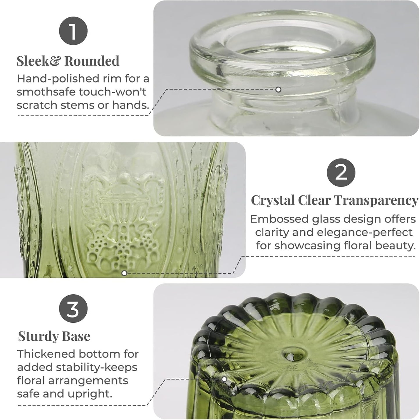 Glass Vase / Small Vase / Green / Set of 12