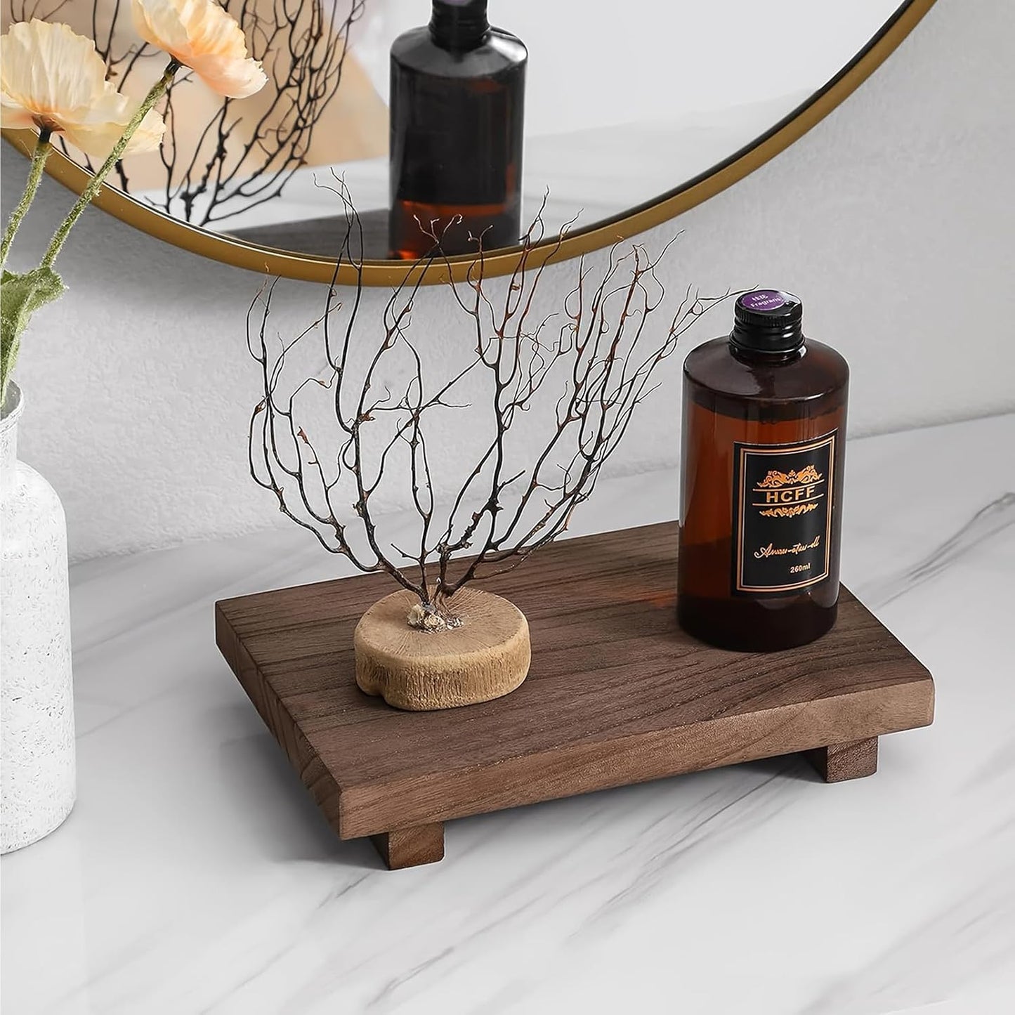 Wood Pedestal Stand Risers for Decor / Set of 2