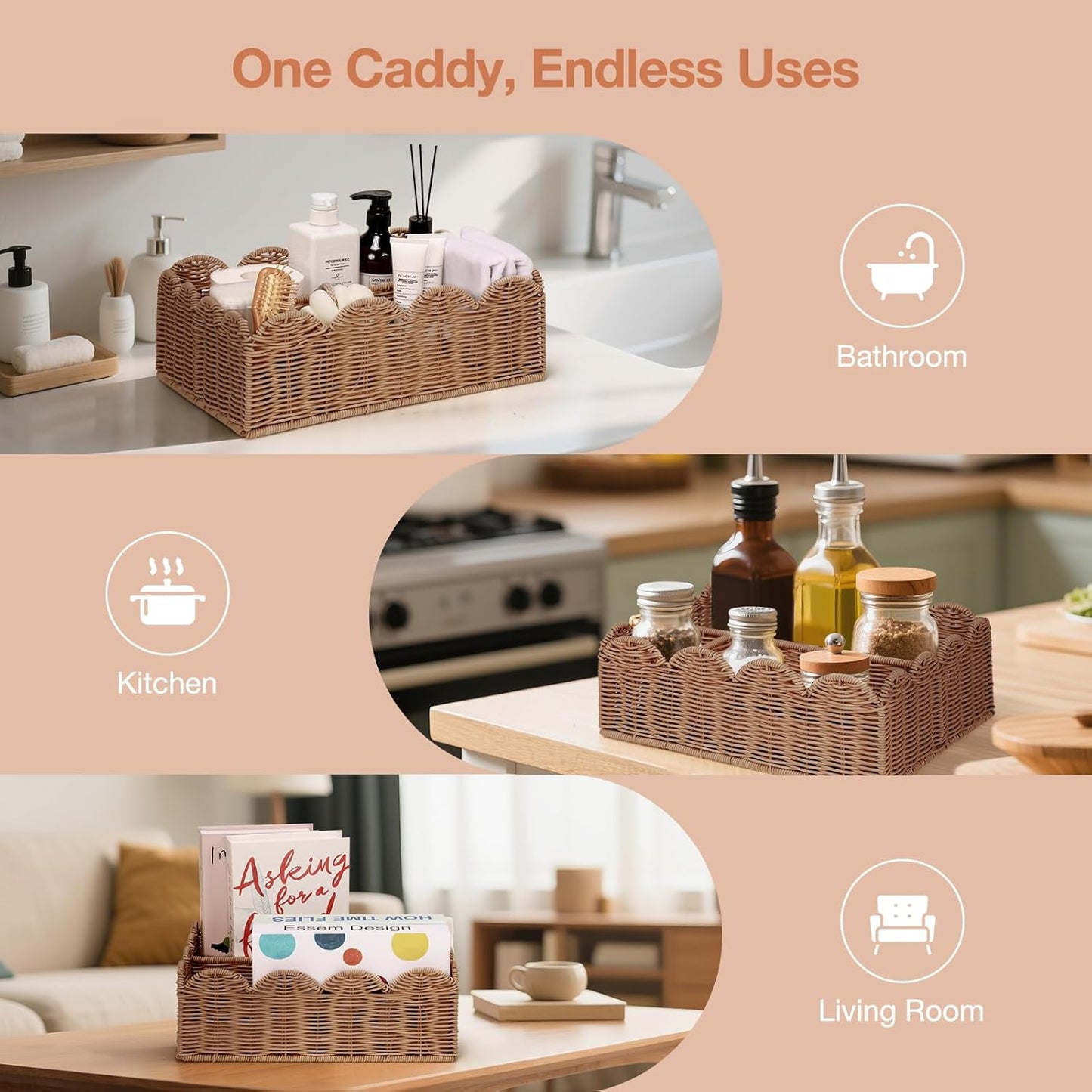 Wicker Diaper Caddy Organizer / Tea Brown / L