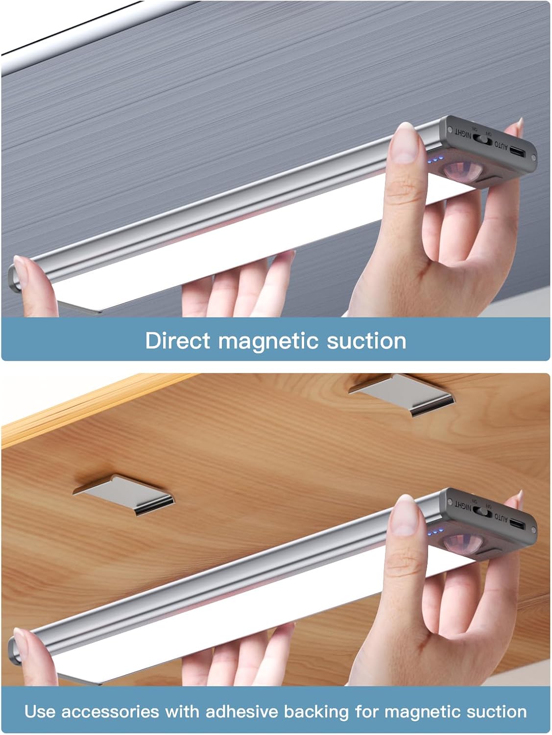 Under Cabinet Lighting（2 Pack）,Long Endurance Rechargeable Battery 88 LED 3 Color Lights, Motion Sensor Light Indoor