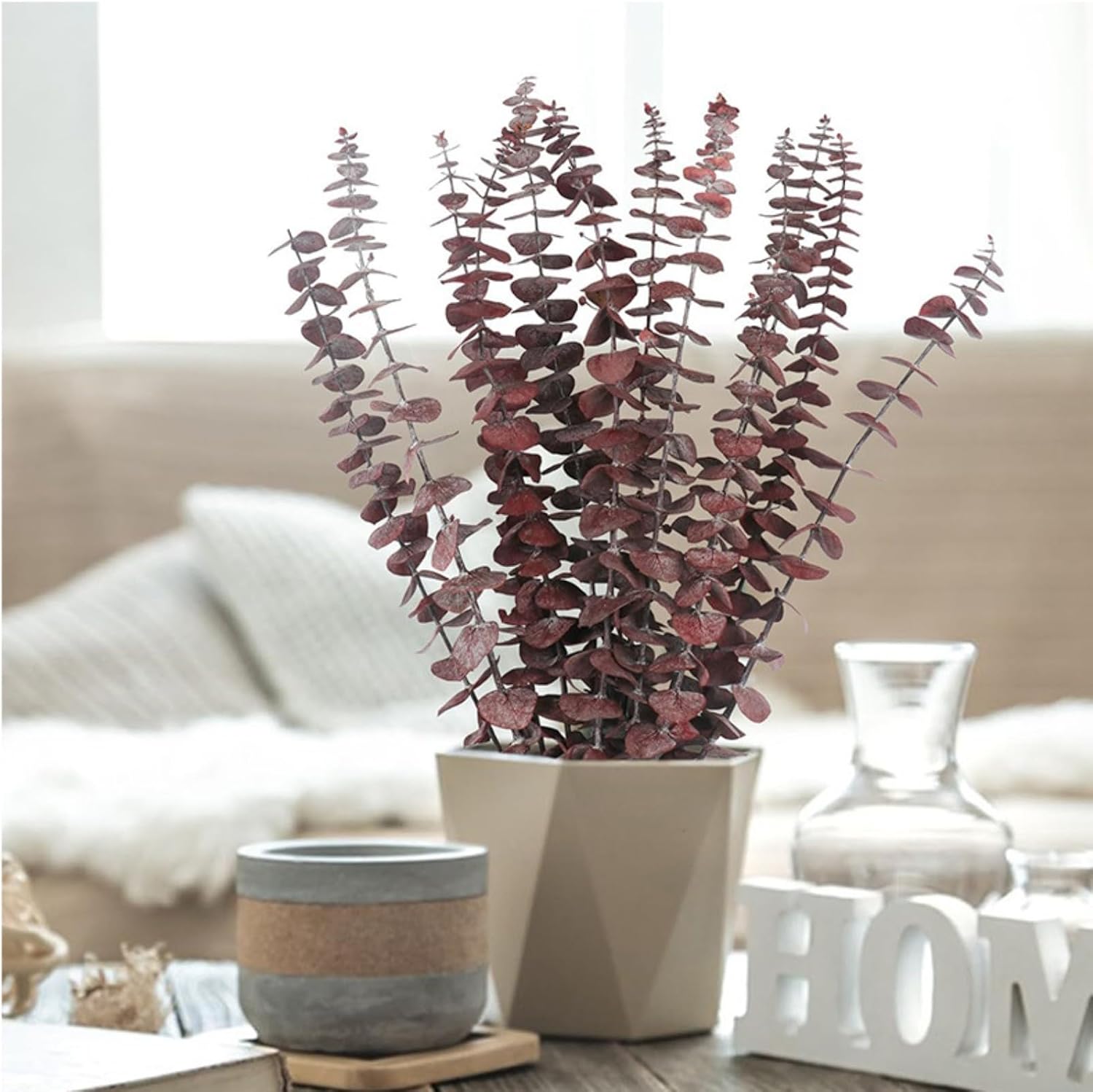 17'' Natural Fresh Eucalyptus Leaves Branches Hanging for Shower / Red / Set of 16