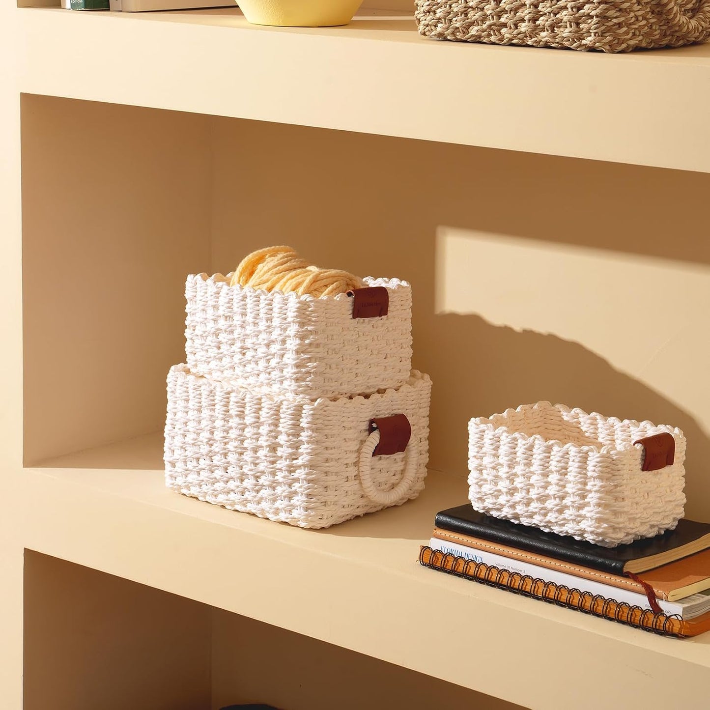 Woven Storage Baskets for Organizing / White