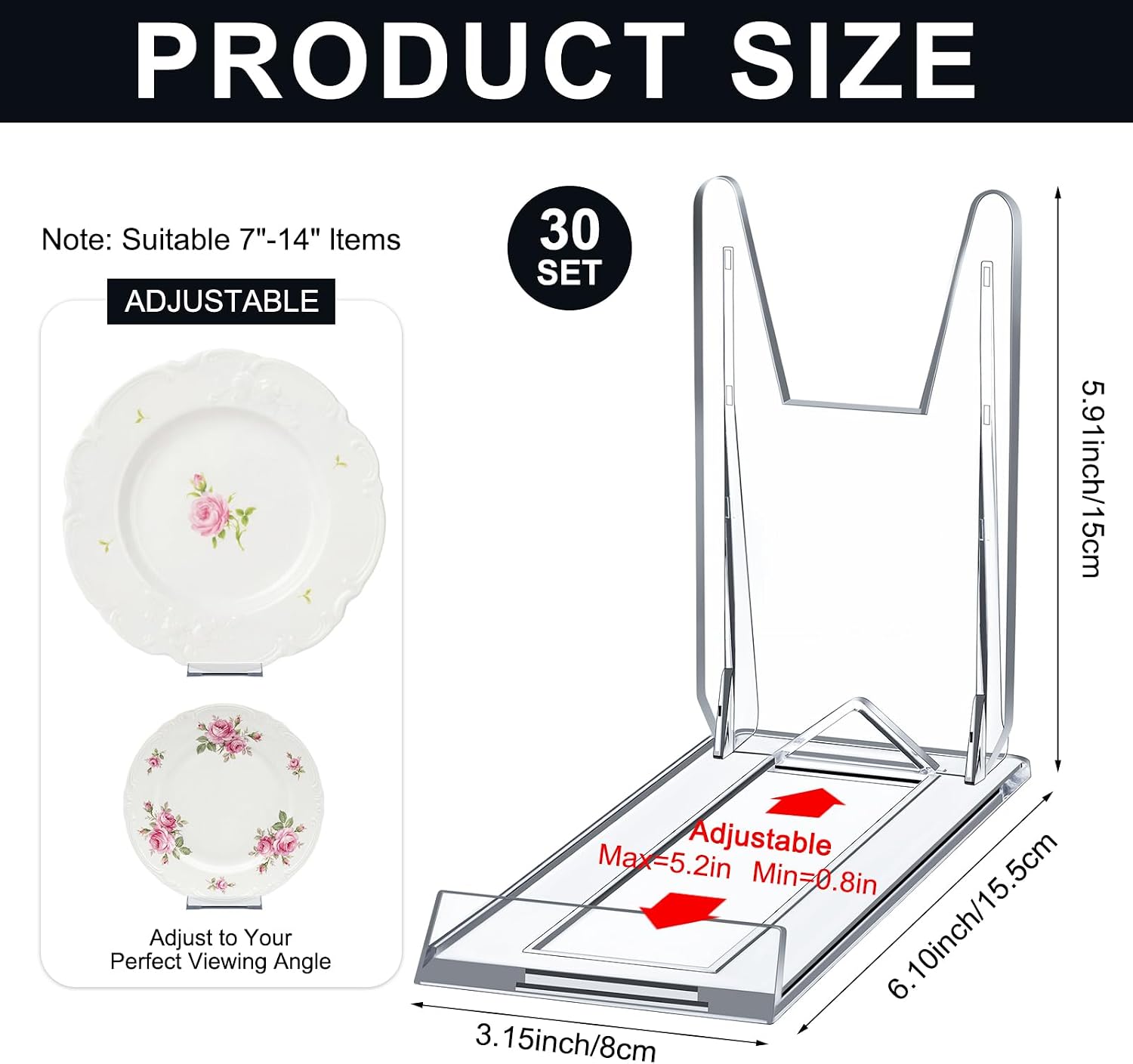 Acrylic Book Stand for Display Adjustable Display Holder Easel / Clear / 5.91 Inch / Set of 30